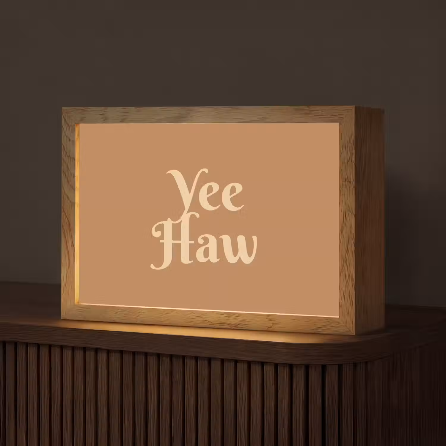 Yee haw - Bruin - Minimalistisch Light Box met kabel (Tafellamp) klein -z3d_website