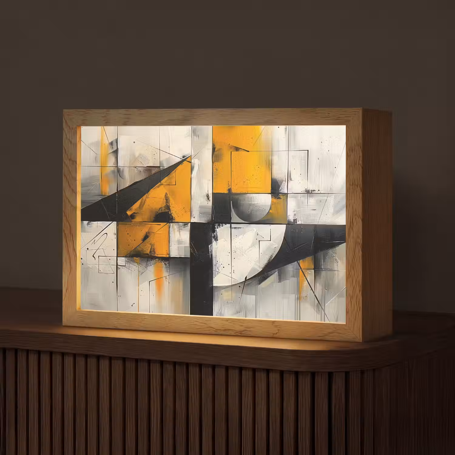 Geel - Abstract - Modern - Vormen Light Box met kabel (Tafellamp) klein -z3d_website