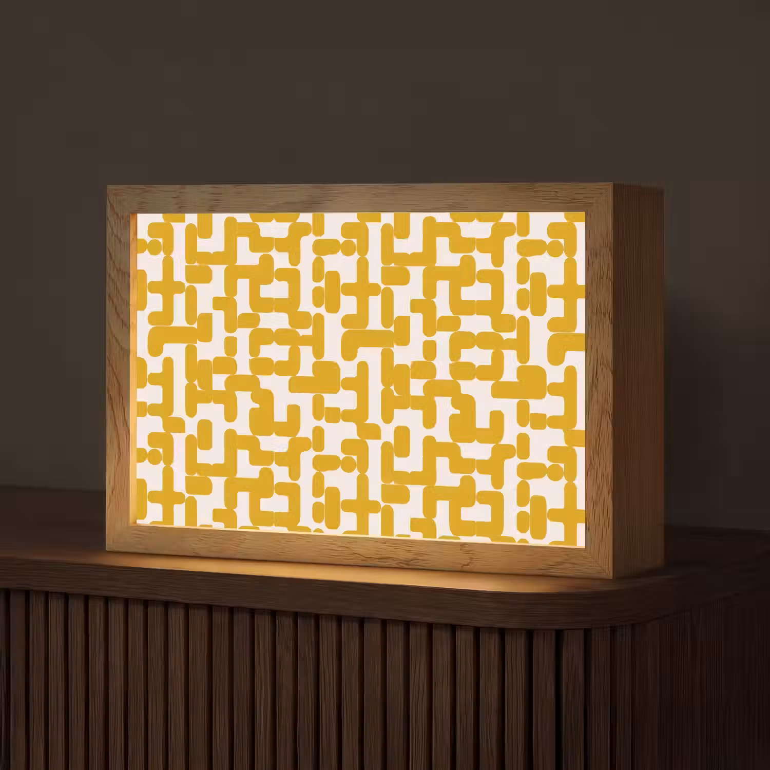 Geel - Beige - Patroon Light Box met kabel (Tafellamp) klein 924 -z3d_website