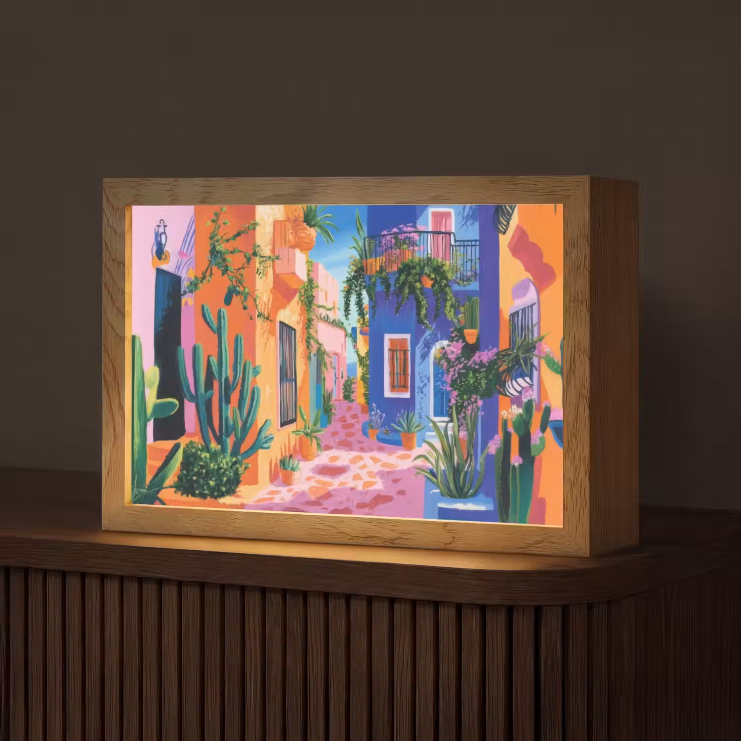 Geel - Blauw - Oranje - Huis Light Box met kabel (Tafellamp) klein -z3d_website