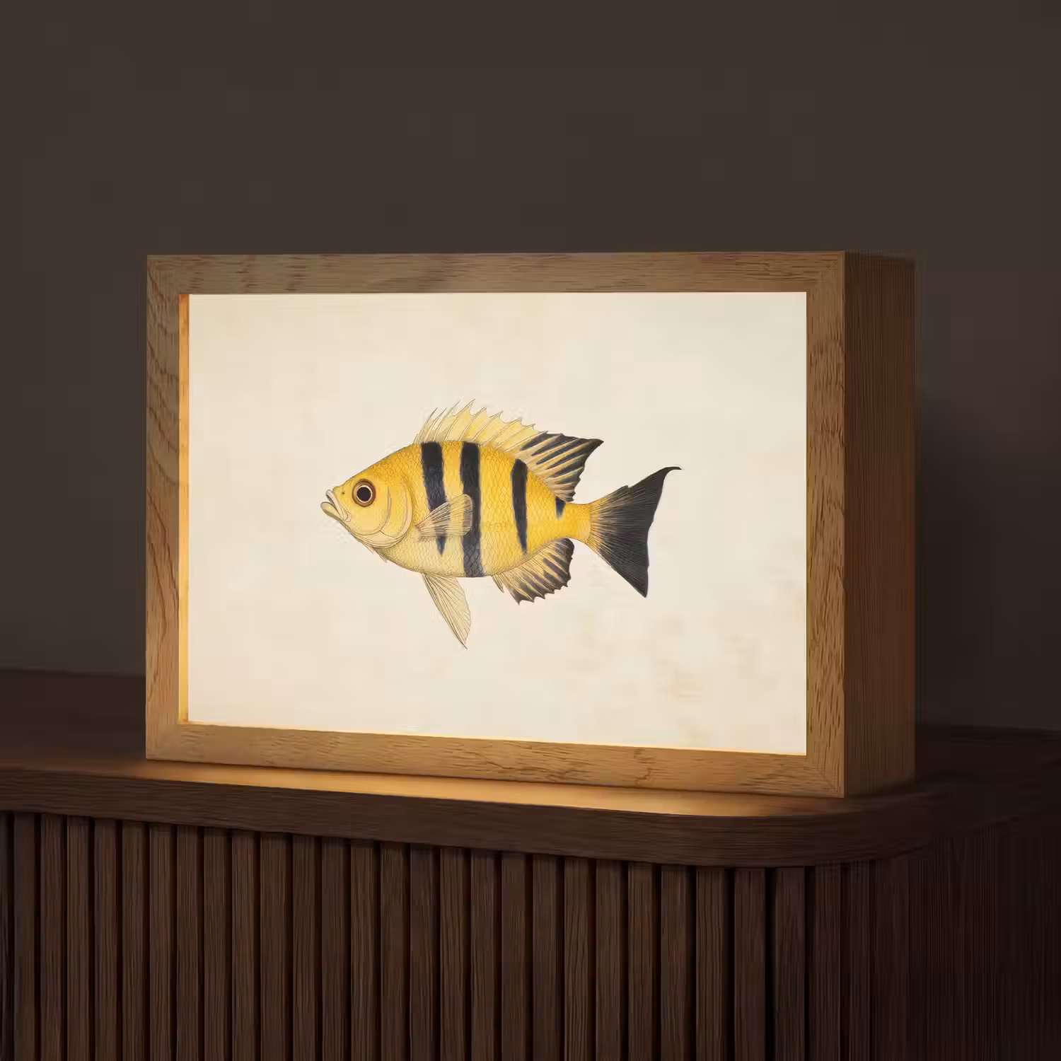 Geel - Vis - Strepen - Tropisch Light Box met kabel (Tafellamp) klein -z3d_website
