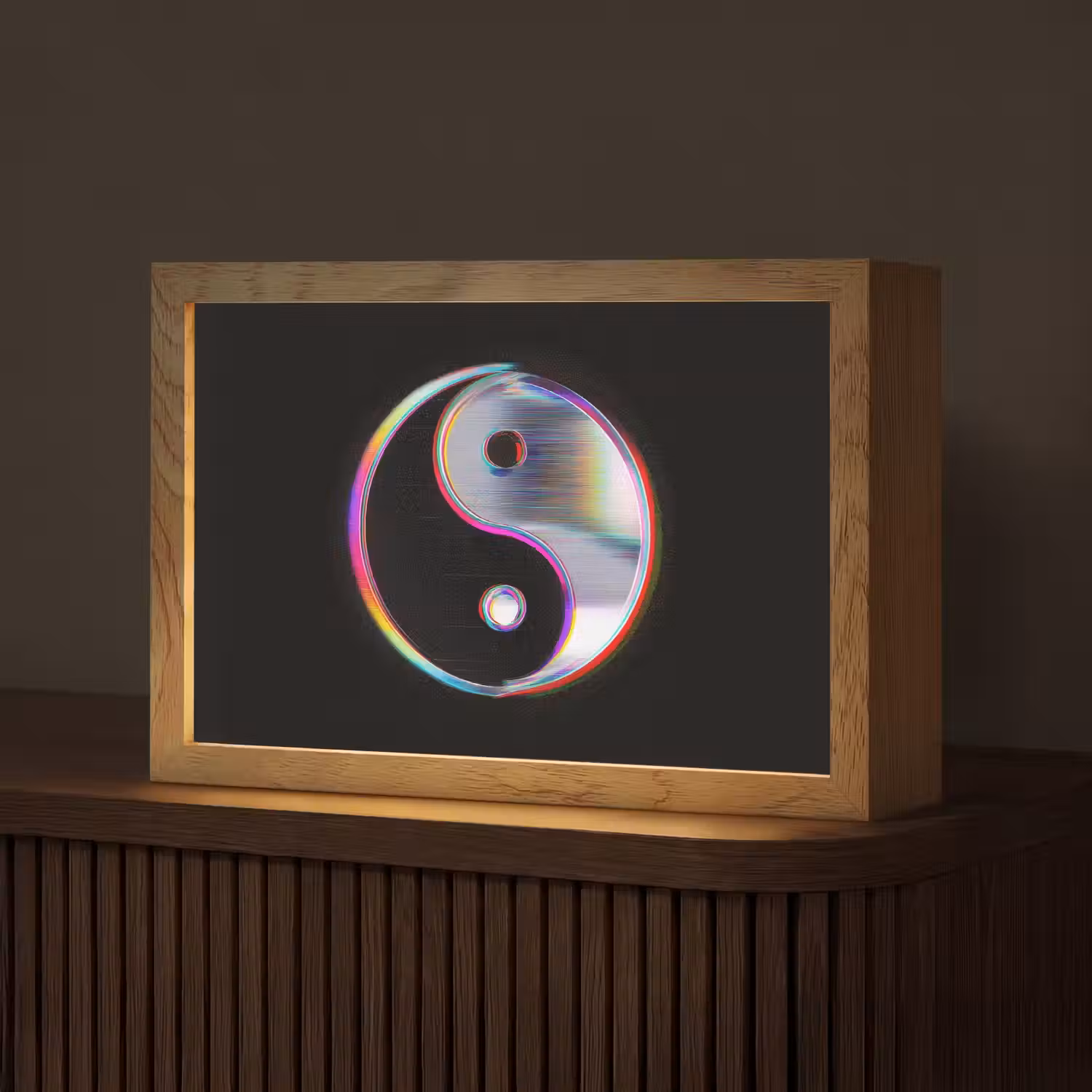 Yin-Yang - Cirkel - Regenboog Light Box met kabel (Tafellamp) klein -z3d_website