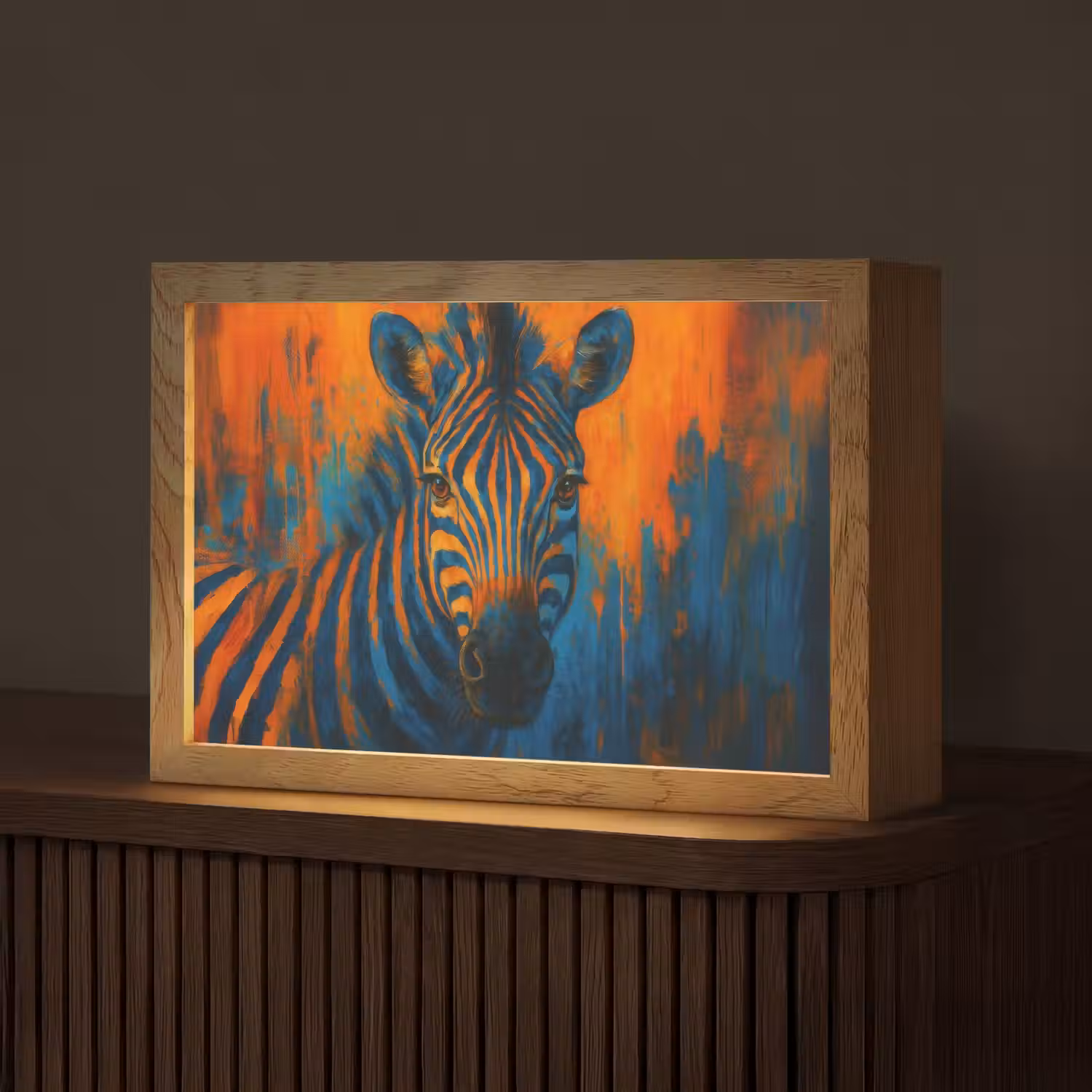 Zebra - Abstract - Blauw Light Box met kabel (Tafellamp) klein -z3d_website
