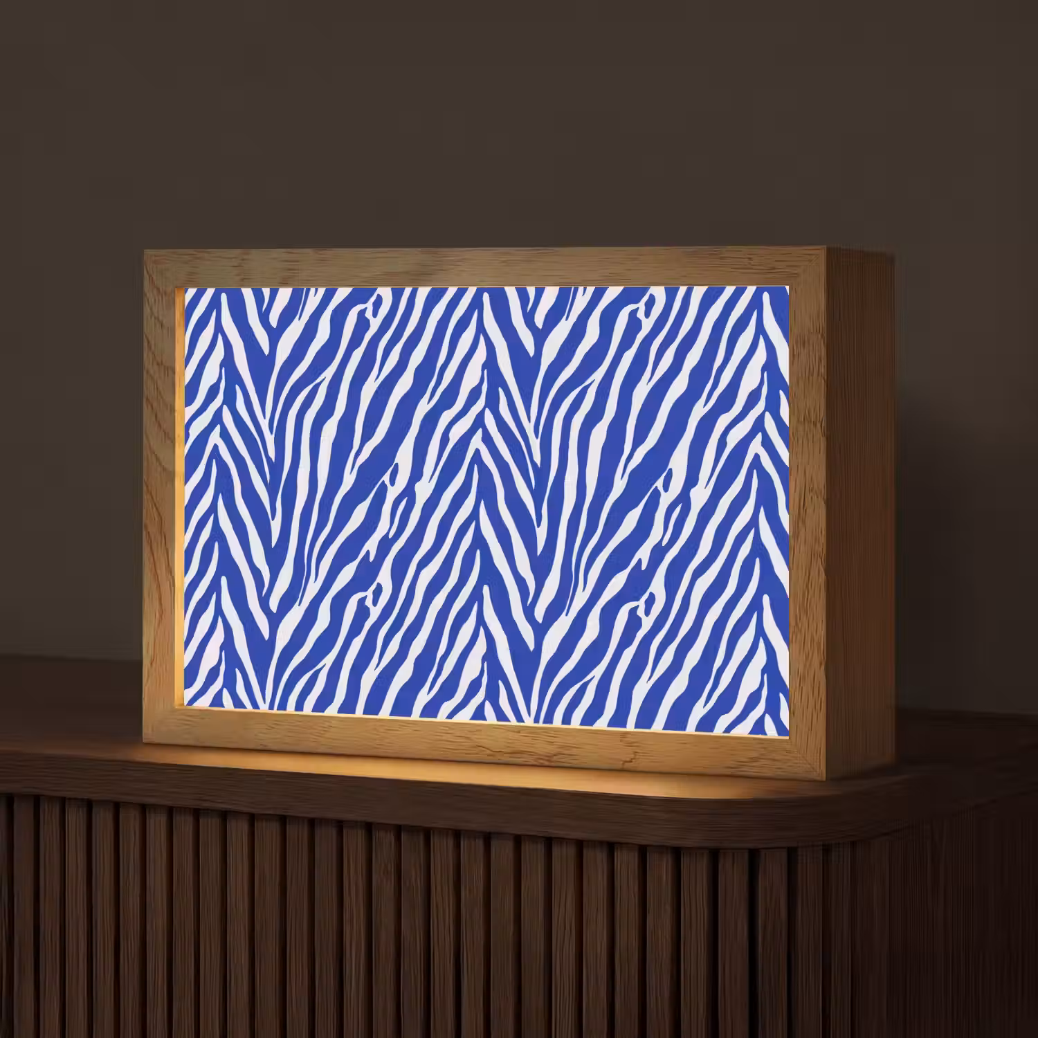 Zebra - Patroon - Kobalt - Blauw Light Box met kabel (Tafellamp) klein 924 -z3d_website
