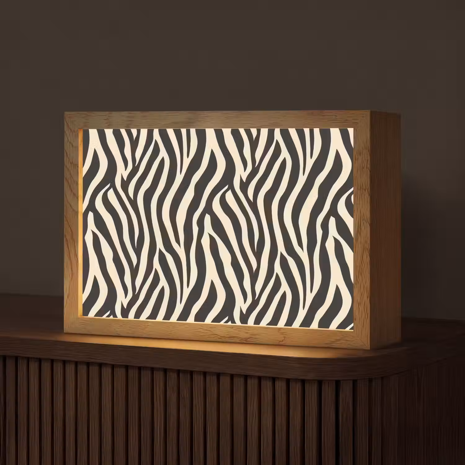Zebra - Print - Klassiek - Zwart Light Box met kabel (Tafellamp) klein 924 -z3d_website