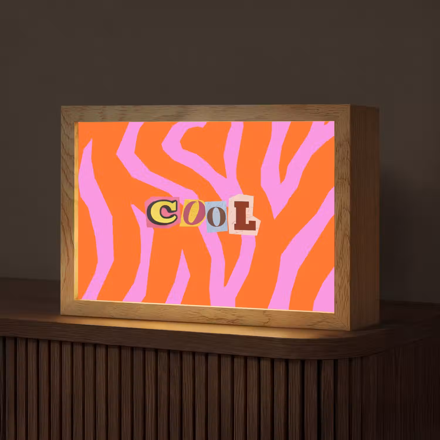 Zebraprint - Grafisch - COOL - Oranje Light Box met kabel (Tafellamp) klein -z3d_website