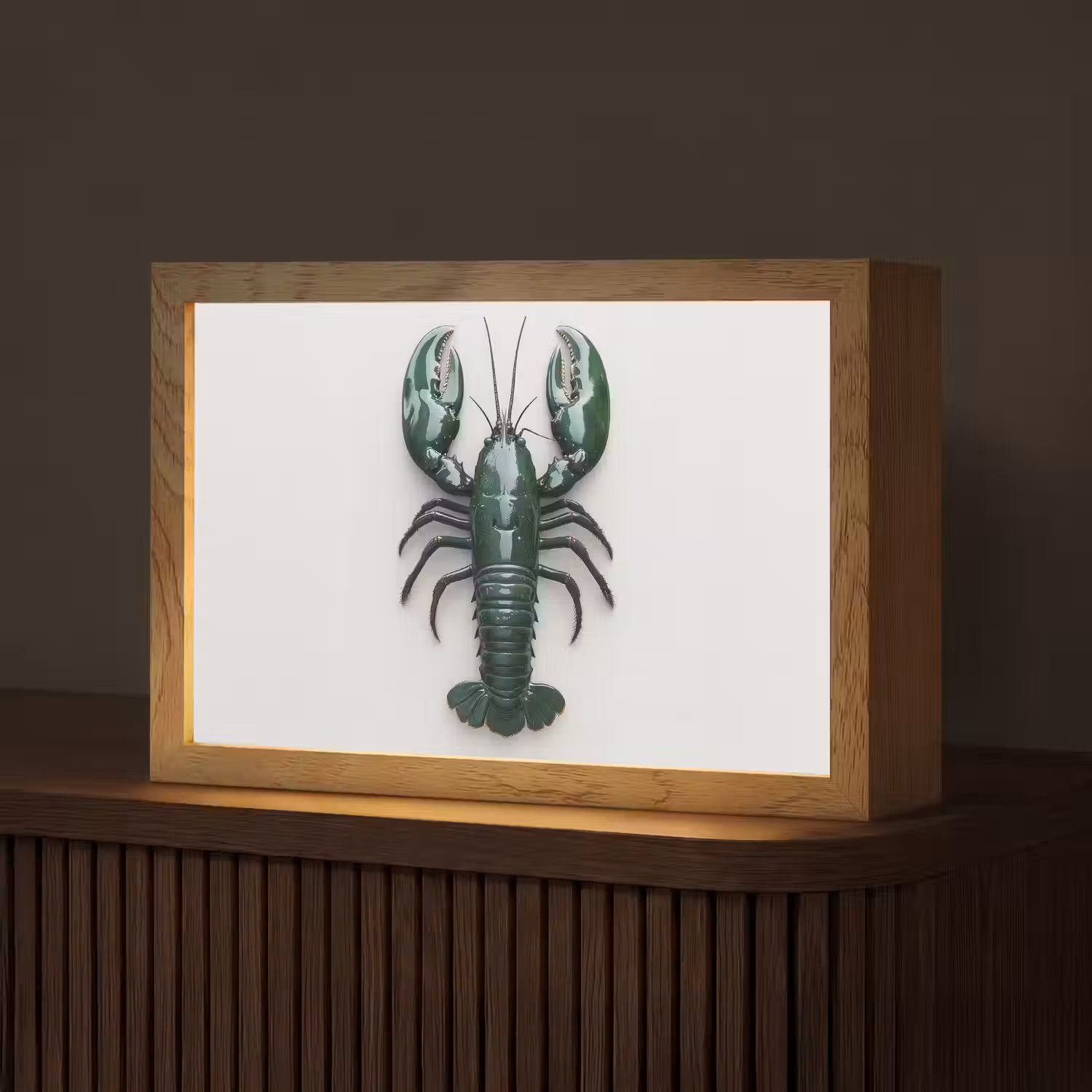 Kreeft - Glossier - Groen - Wit Light Box met kabel (Tafellamp) klein -z3d_website