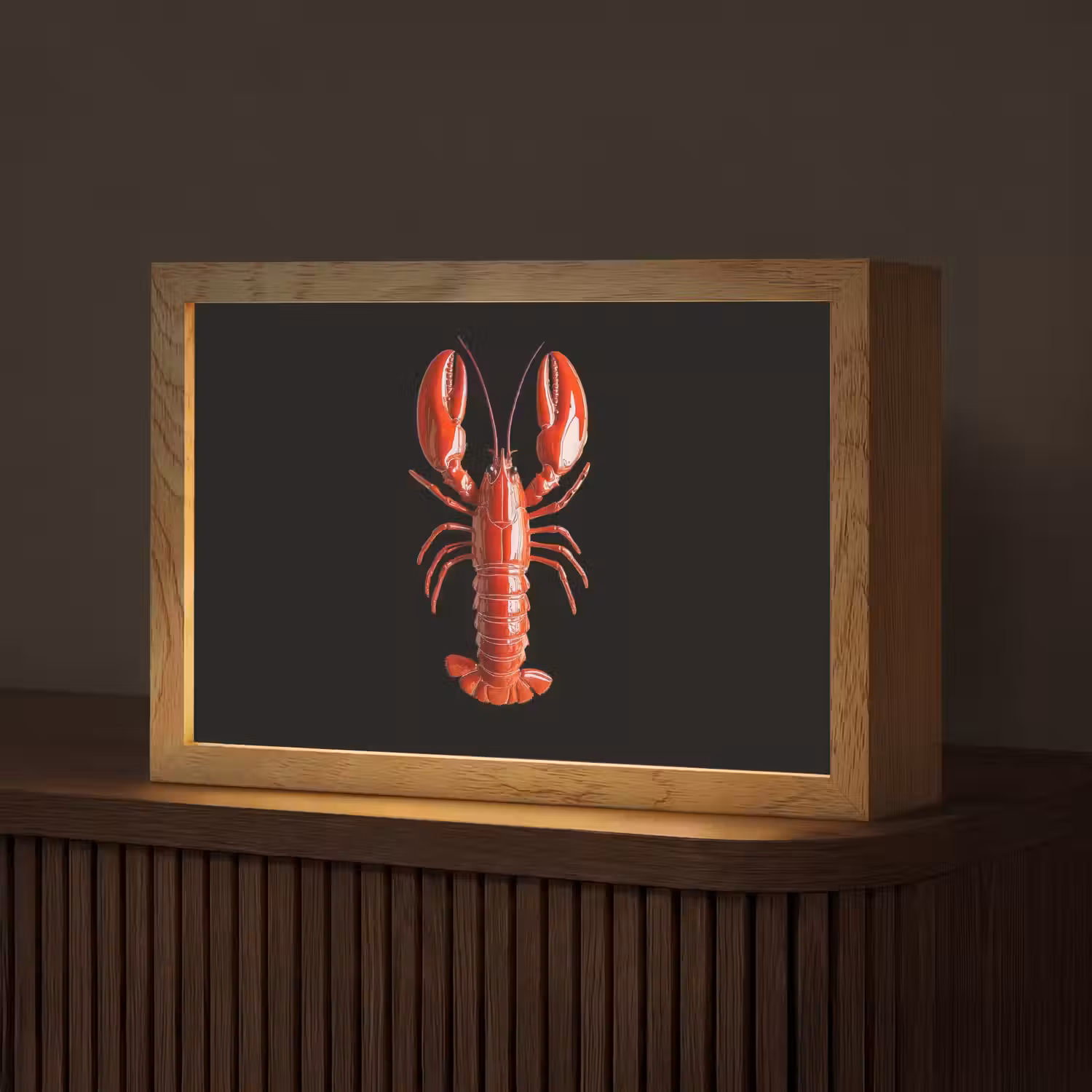 Kreeft - Glossier Rood - Zwart Light Box met kabel (Tafellamp) klein -z3d_website