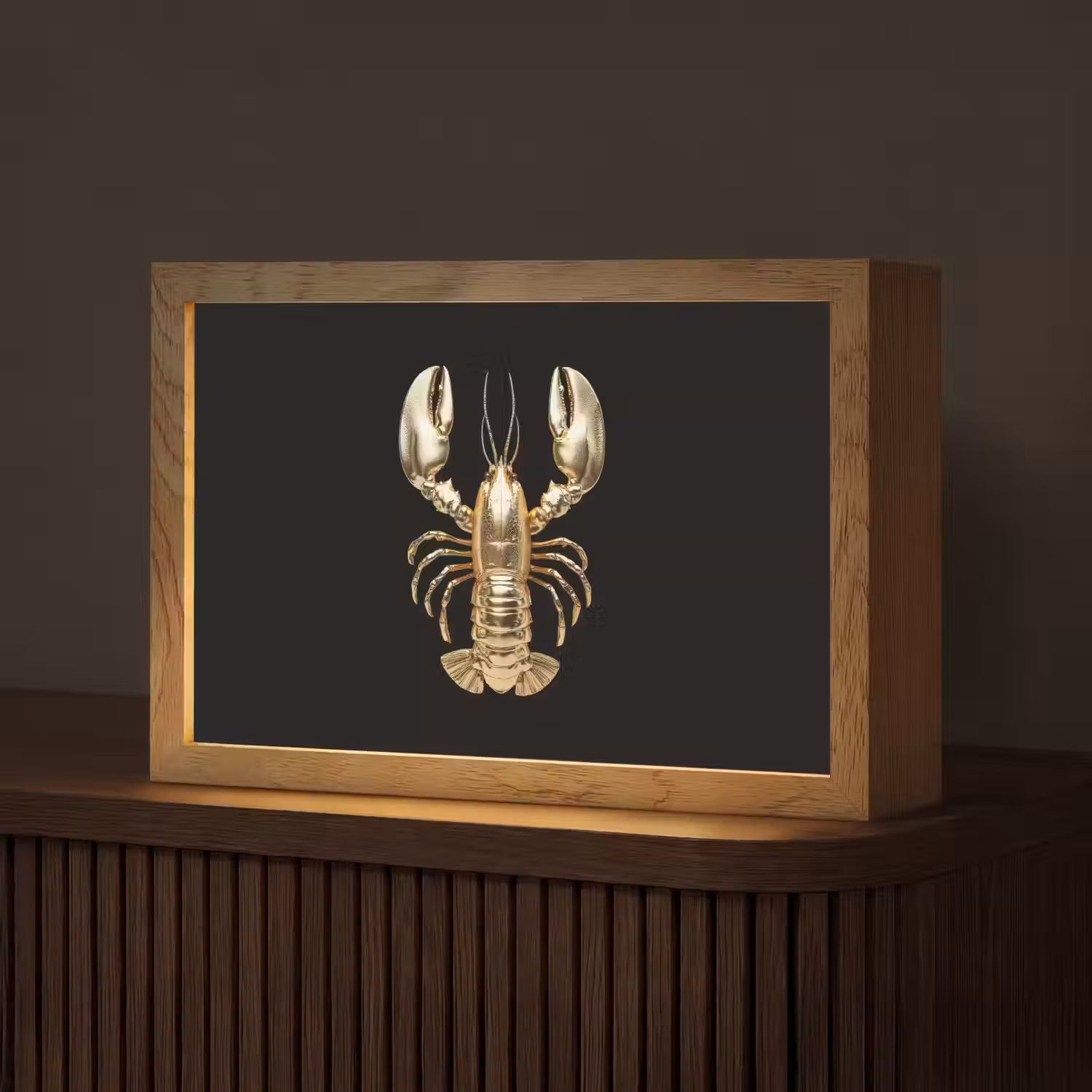 Kreeft - Goud - Textuur - Zwart Light Box met kabel (Tafellamp) klein -z3d_website