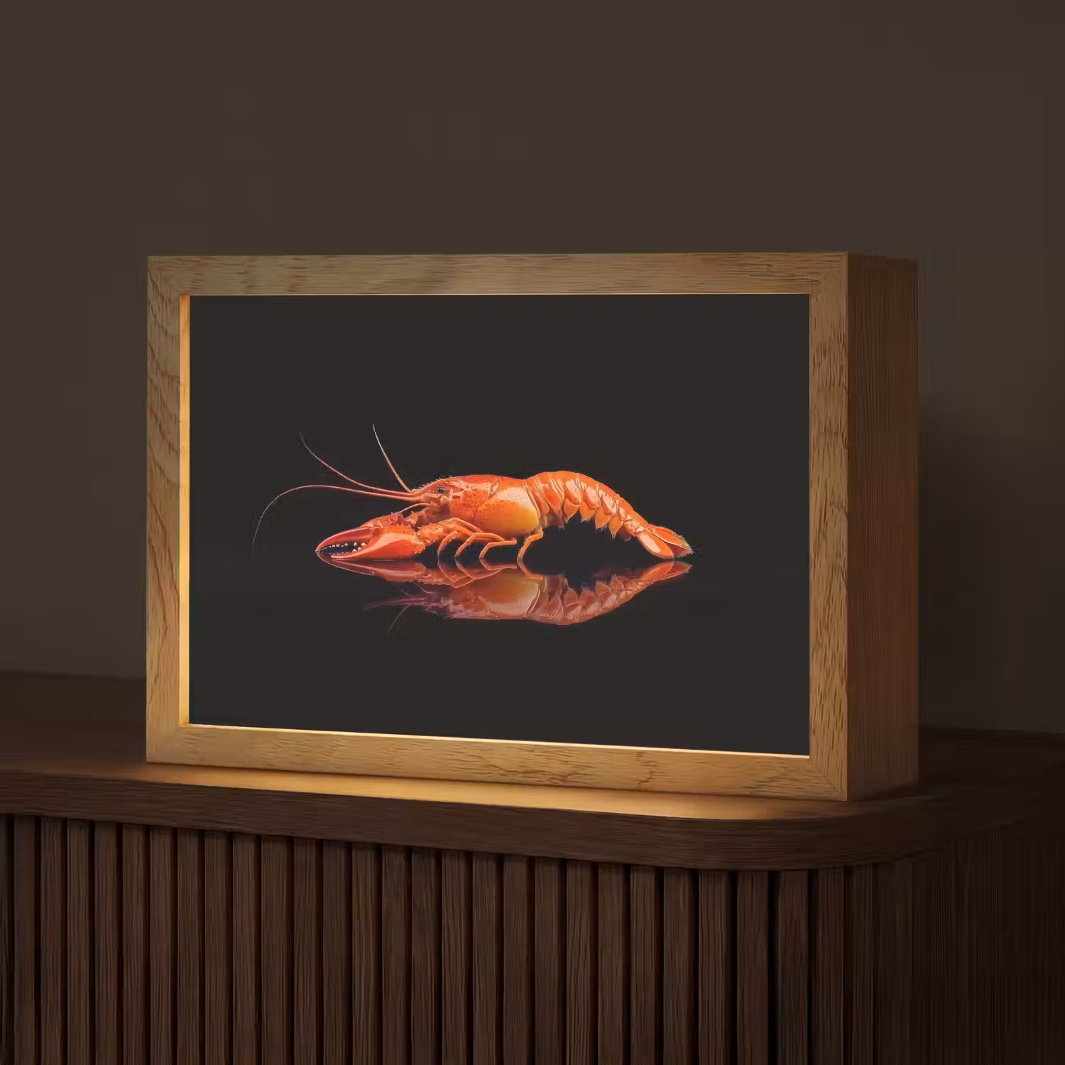 Kreeft - Oranje - Zwart - Opvallend Light Box met kabel (Tafellamp) klein -z3d_website