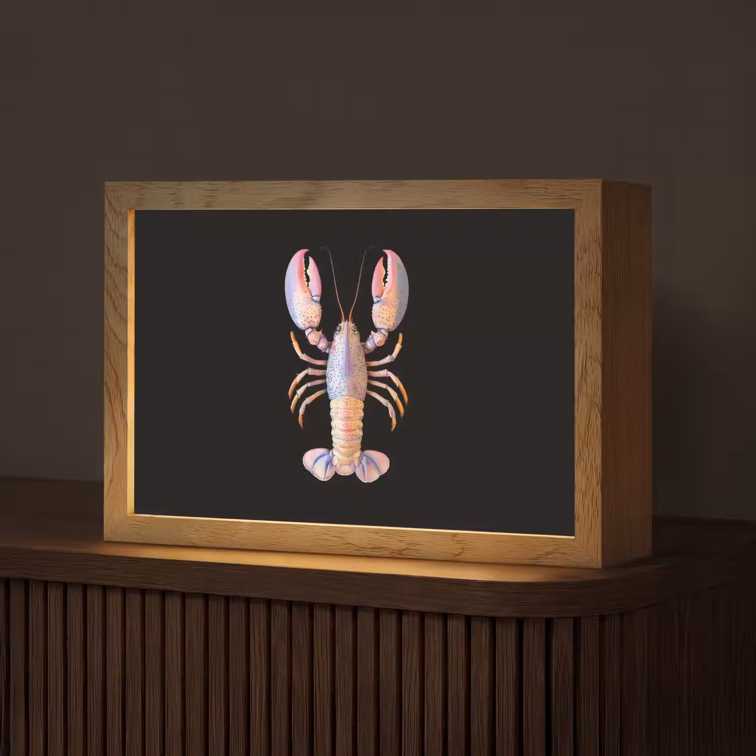 Kreeft - Roze - Zacht - Zwart Light Box met kabel (Tafellamp) klein -z3d_website