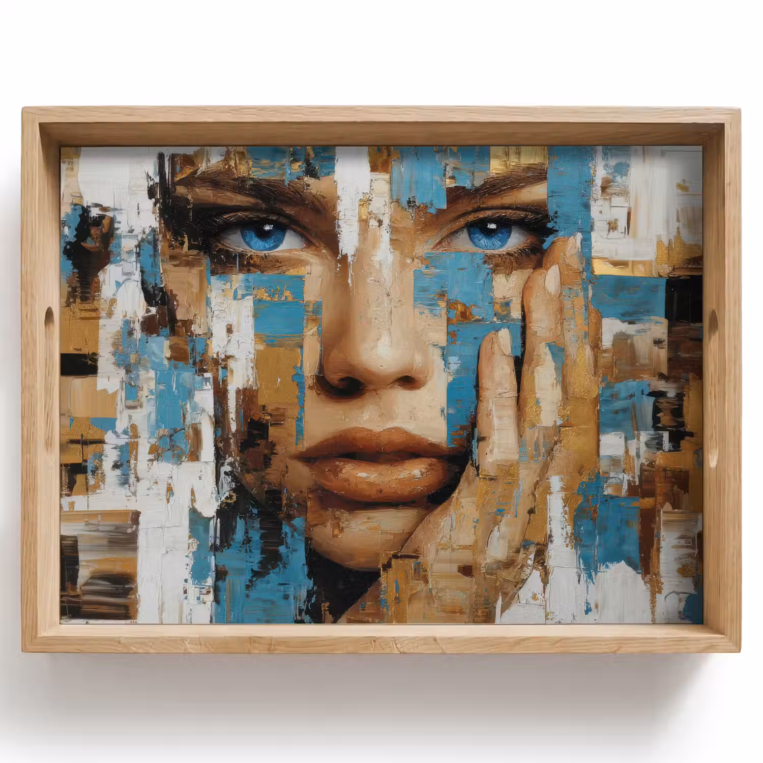 Abstract - Penseelstreken - Blauw - Gezicht Dienblad Rechthoek middel -z3d_shopping