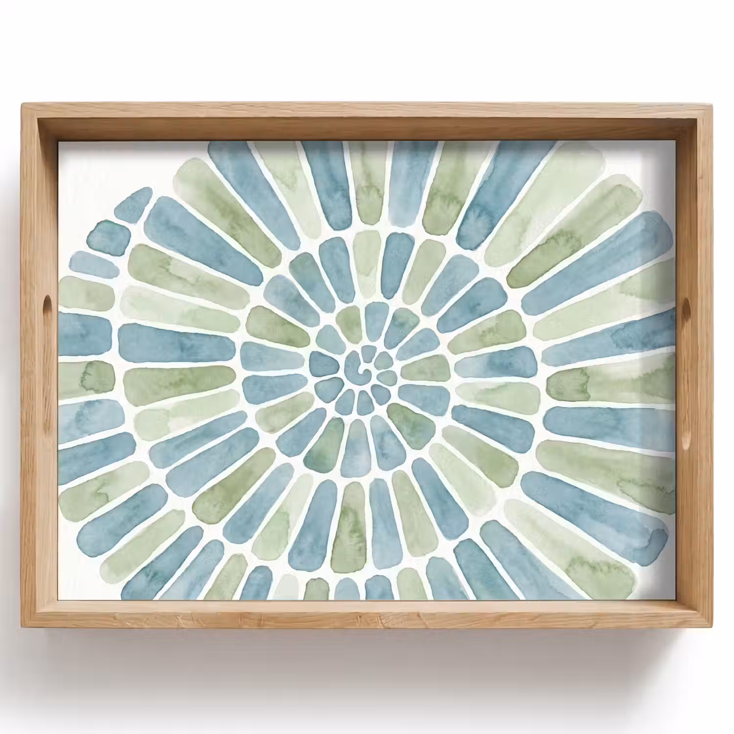 Abstract - Spiraal - Patroon - Modern - Blauw-Groen Dienblad Rechthoek middel -z3d_shopping