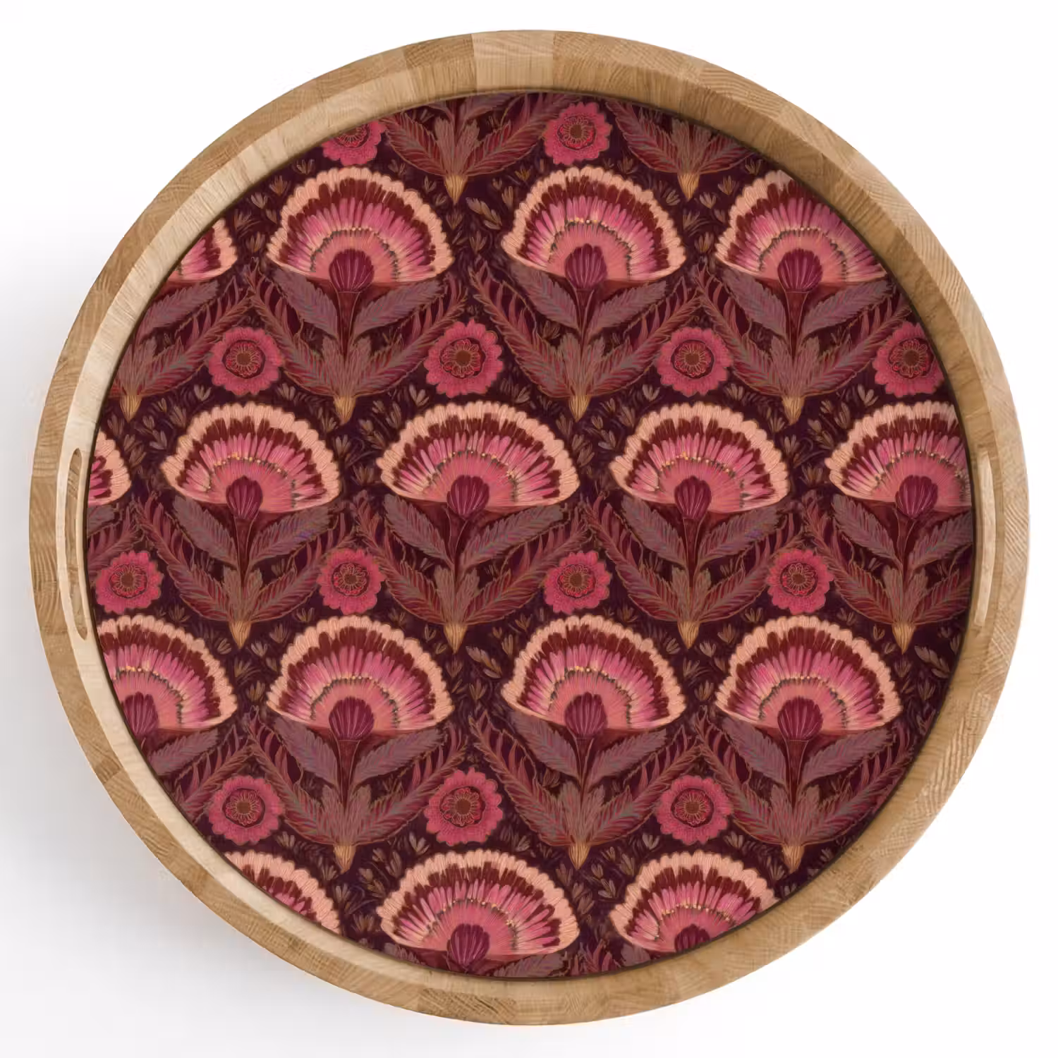 Antiek - Bloemen - Kleurrijk Dienblad Rond middel 914 -z3d_shopping