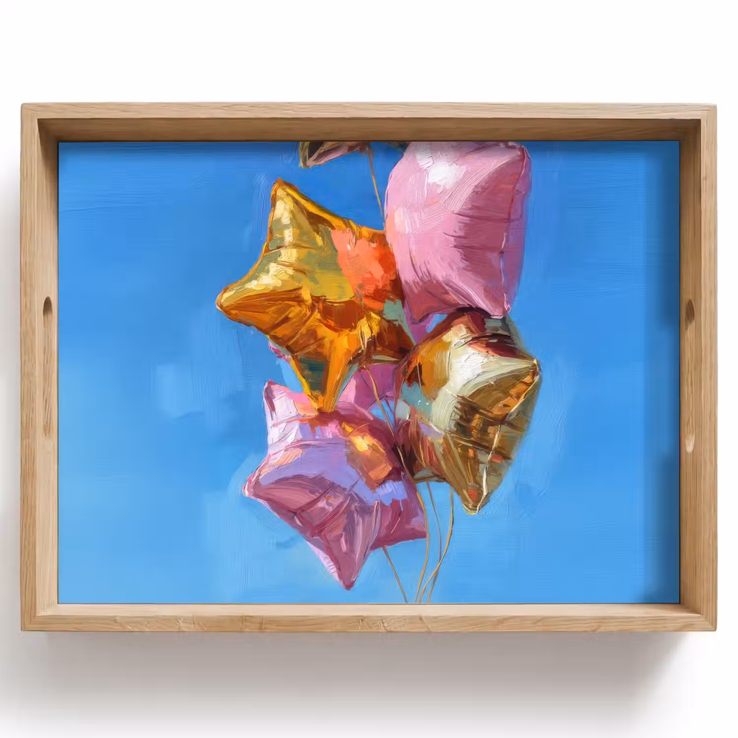 Ballonnen - Goud - Stervorm - Roze Dienblad Rechthoek middel -z3d_shopping