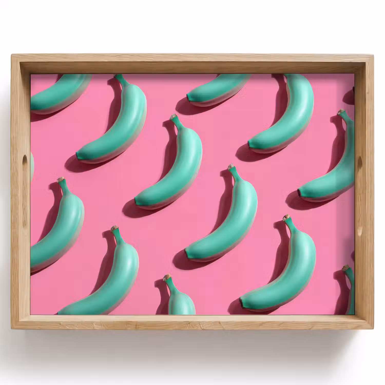 Bananen - Patroon - Blauw - Roze Dienblad Rechthoek middel -z3d_shopping