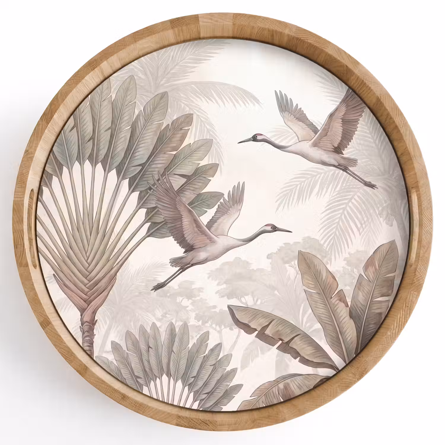 Vogel - Tropisch - Jungle - Natuur - Beige Dienblad Rond middel -z3d_shopping