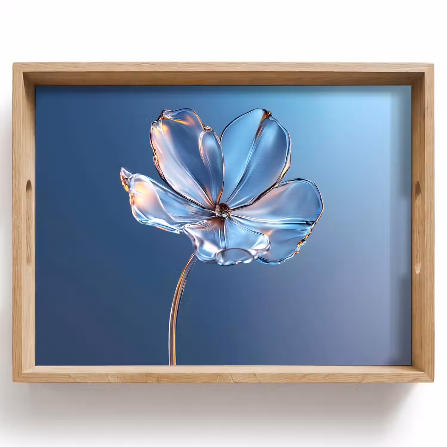 Blauw - Bloem - Glazen - Sierlijk Dienblad Rechthoek middel -z3d_shopping