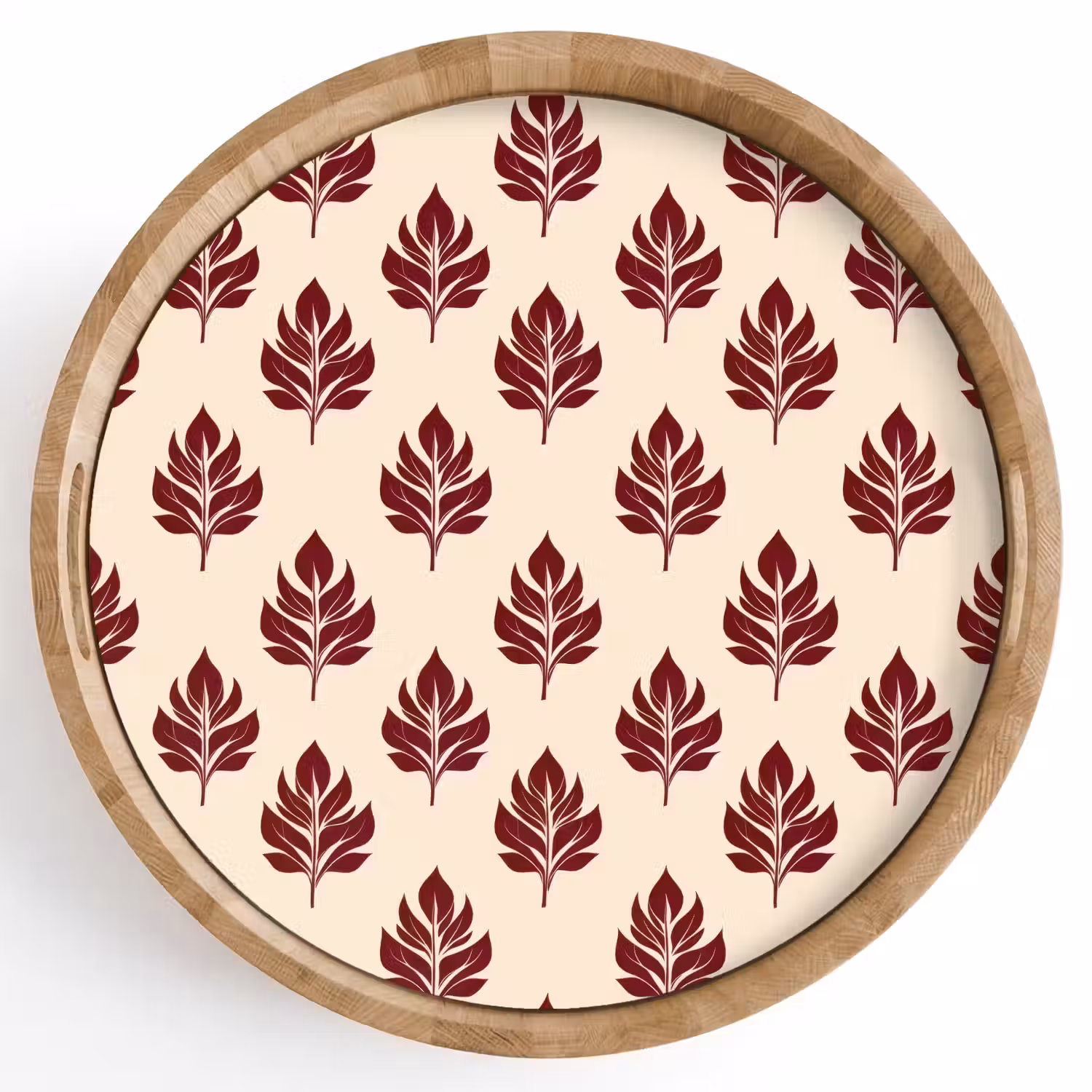 Botanisch - Patroon - Bordeaux Dienblad Rond middel 914 -z3d_shopping