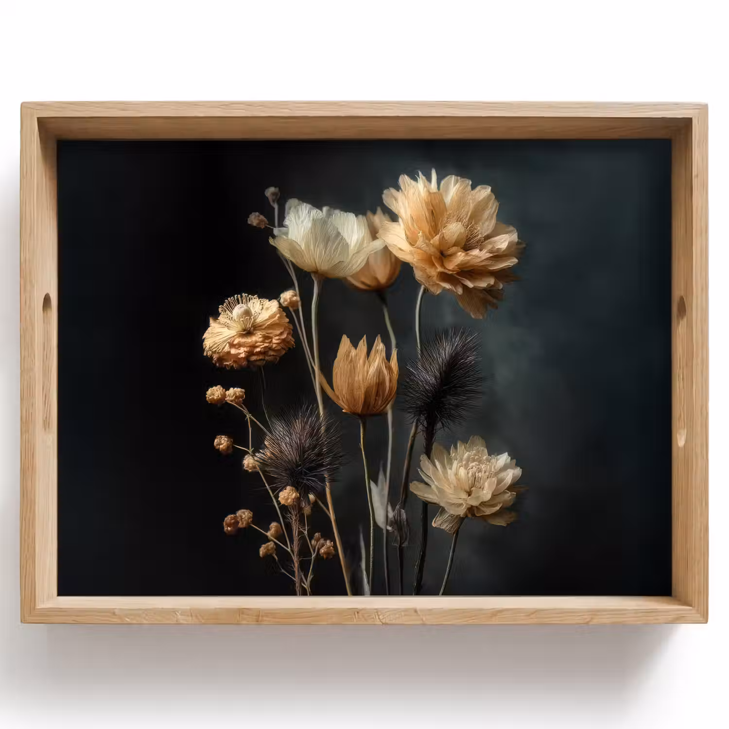Boeket - Bloemen - Licht - Zwart Dienblad Rechthoek middel -z3d_shopping