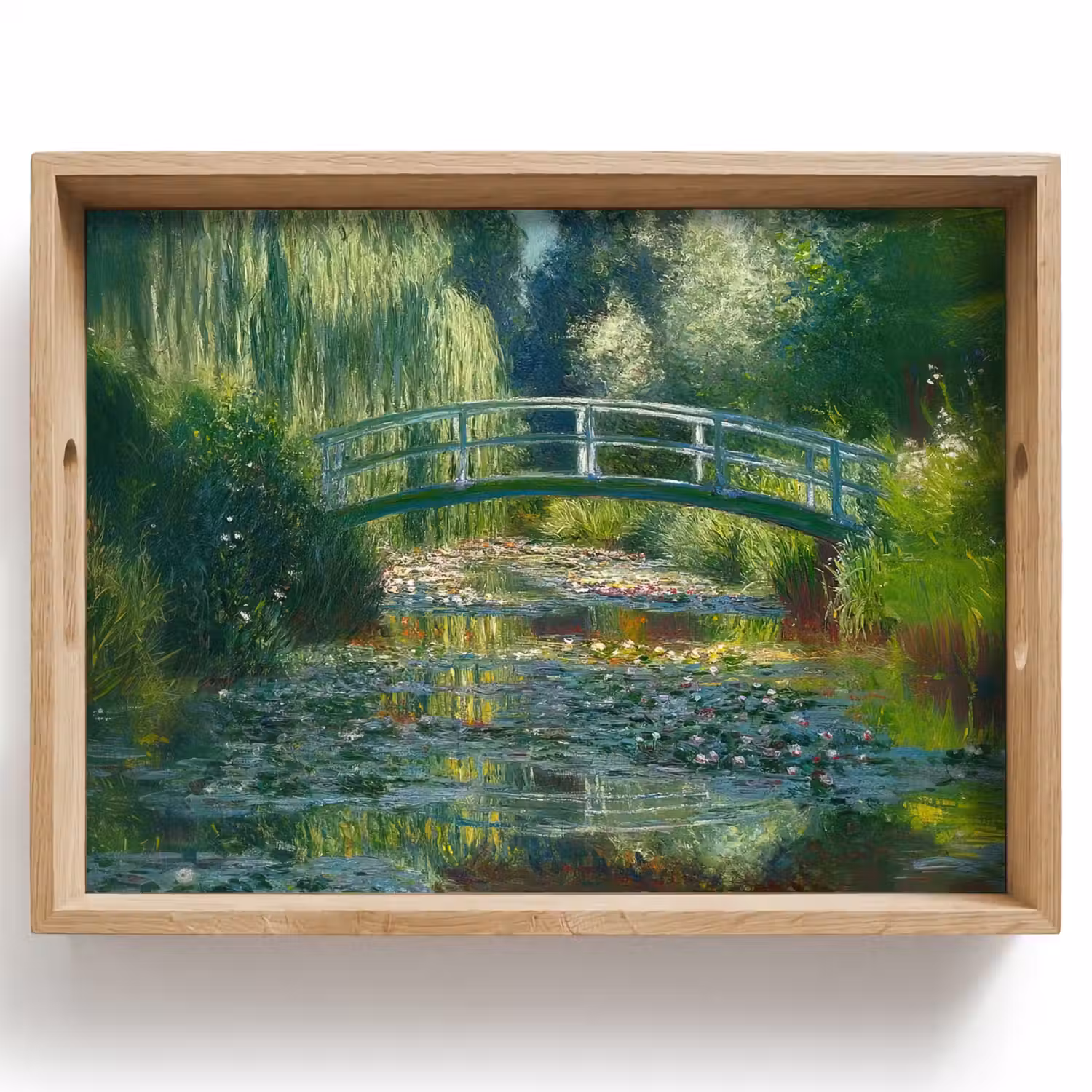 Brug - Hout - Vijver - Waterlelies Dienblad Rechthoek middel -z3d_shopping