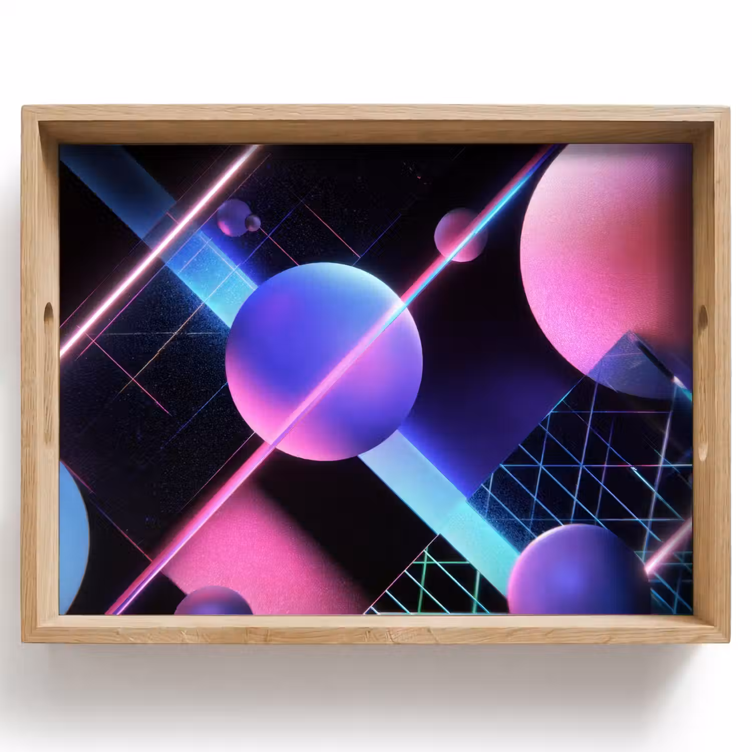 Bollen - Neon - Lijnen - Roze Dienblad Rechthoek middel -z3d_shopping