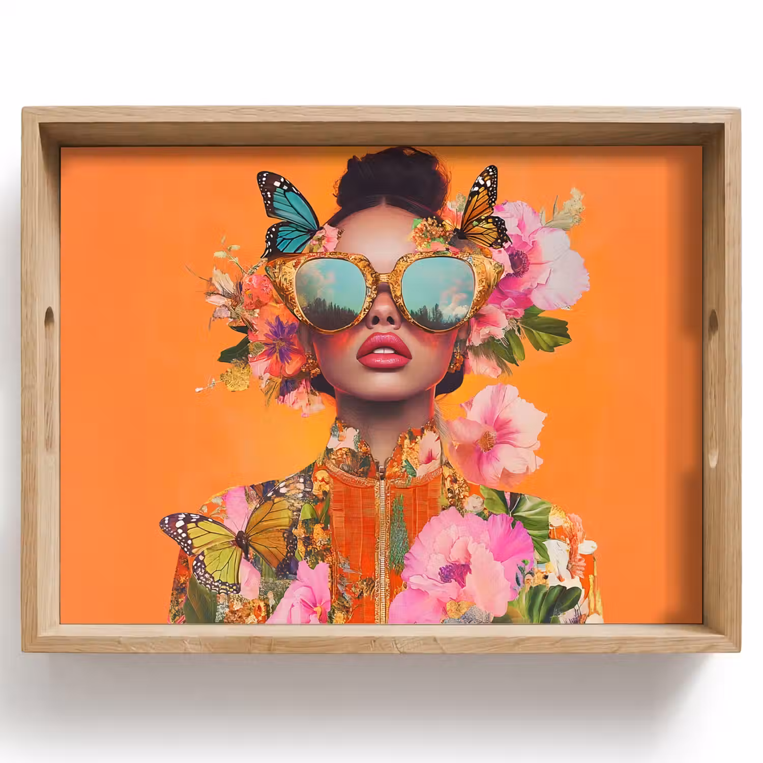 Vlinders - Vrouw - Zonnebril - Kleurrijk Dienblad Rechthoek middel -z3d_shopping