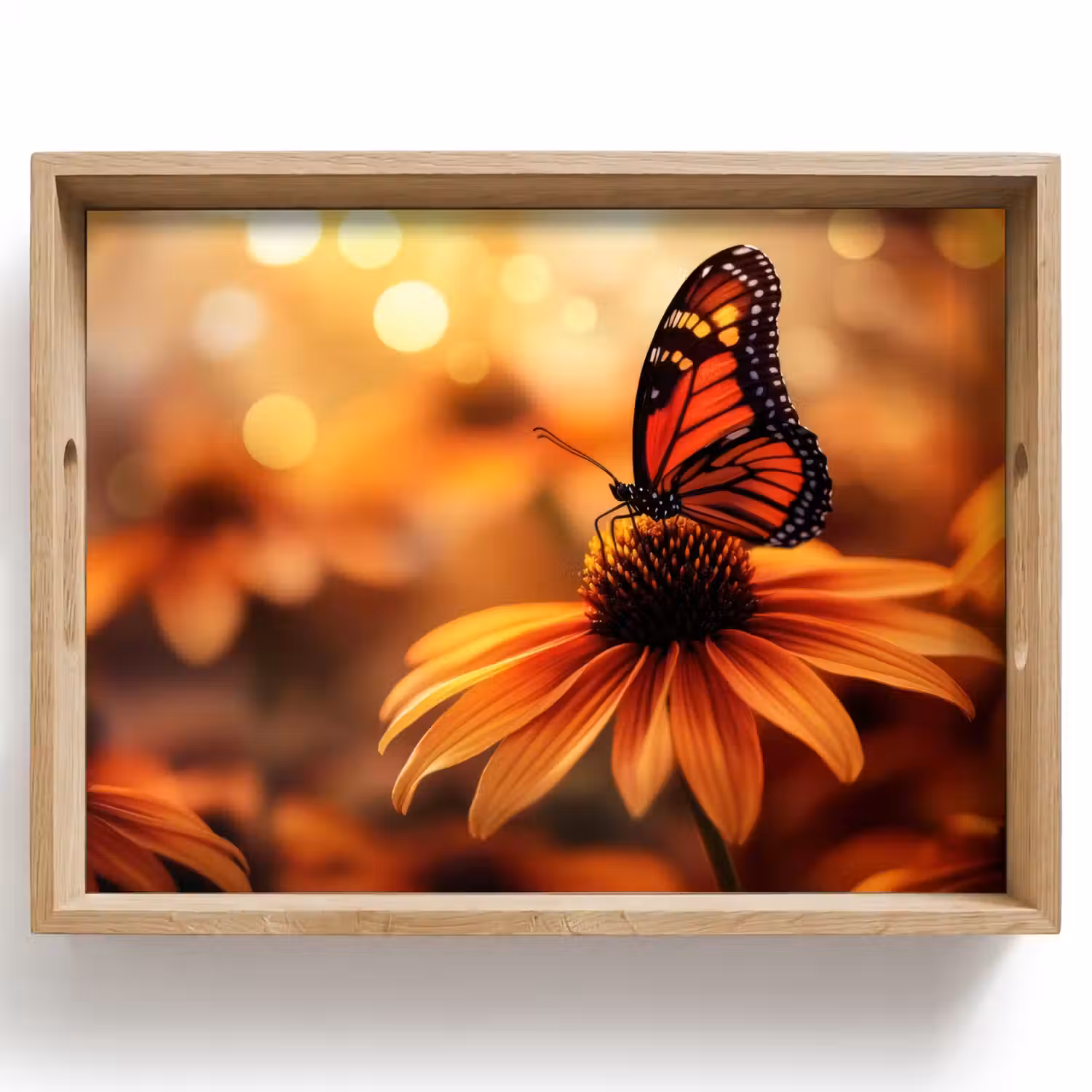 Vlinder - Bloemen - Oranje Dienblad Rechthoek middel -z3d_shopping