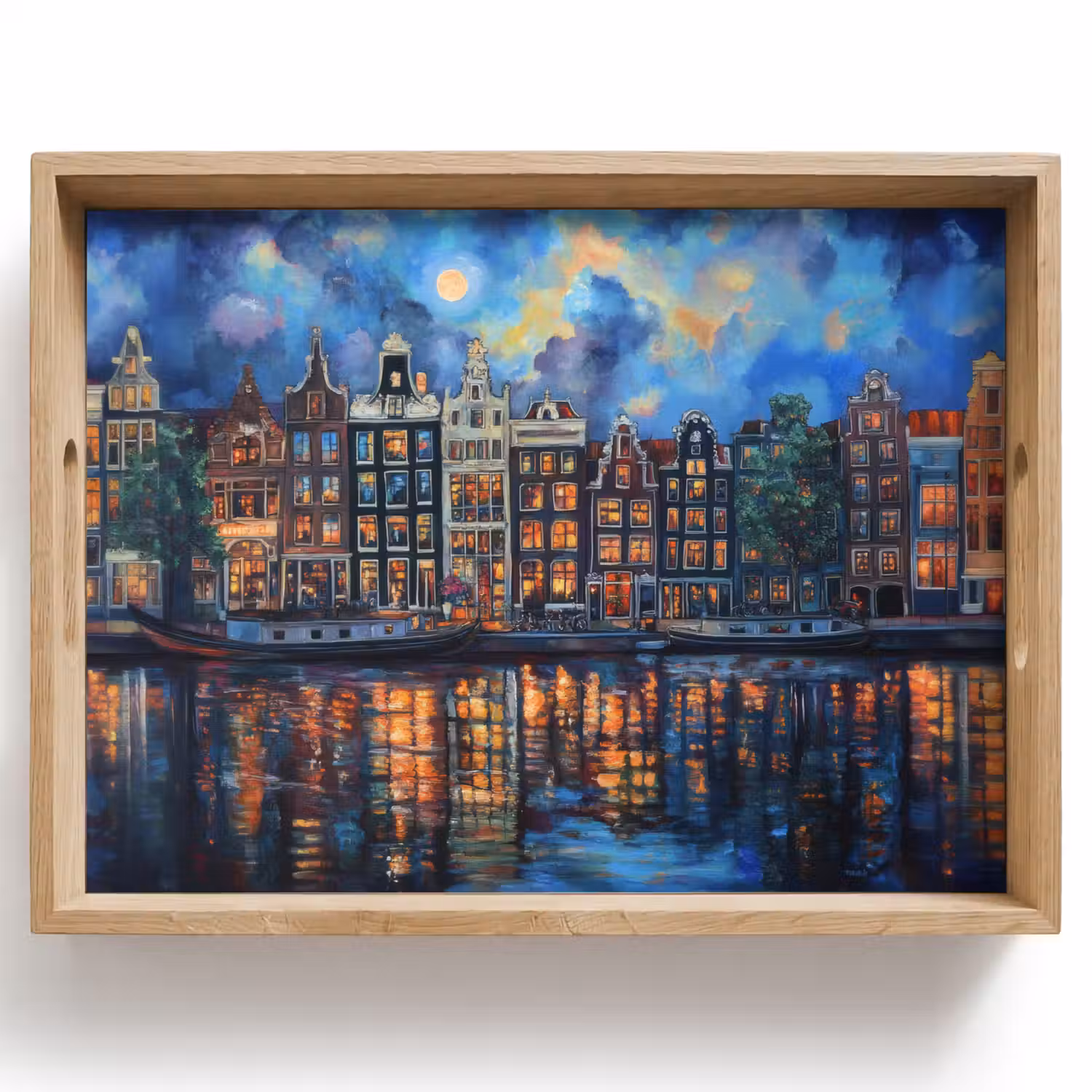 Grachten Amsterdam - Huizen - Stad - Kleurrijk Dienblad Rechthoek middel -z3d_shopping