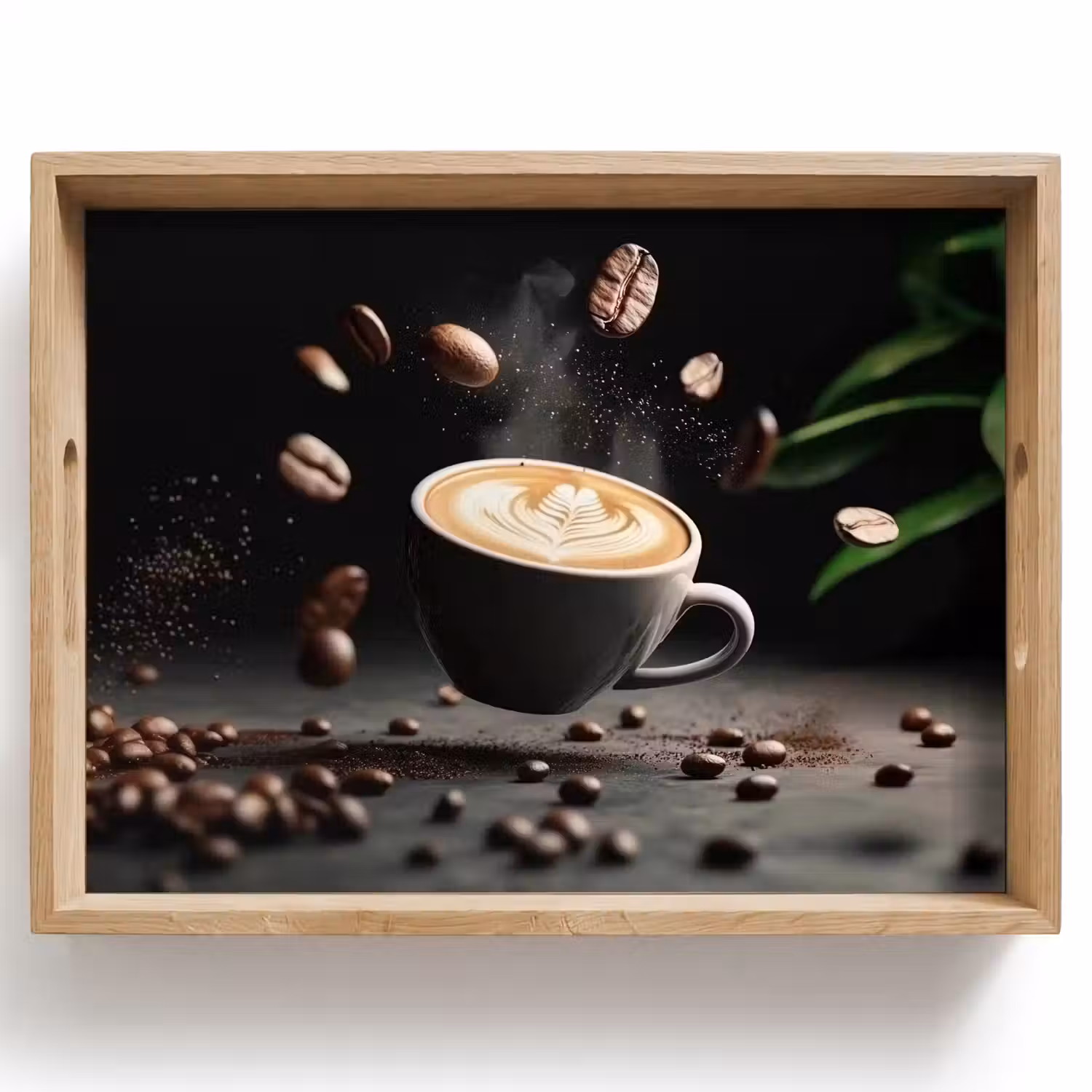Cappuccino - Kop - Bonen - Bruin Dienblad Rechthoek middel -z3d_shopping
