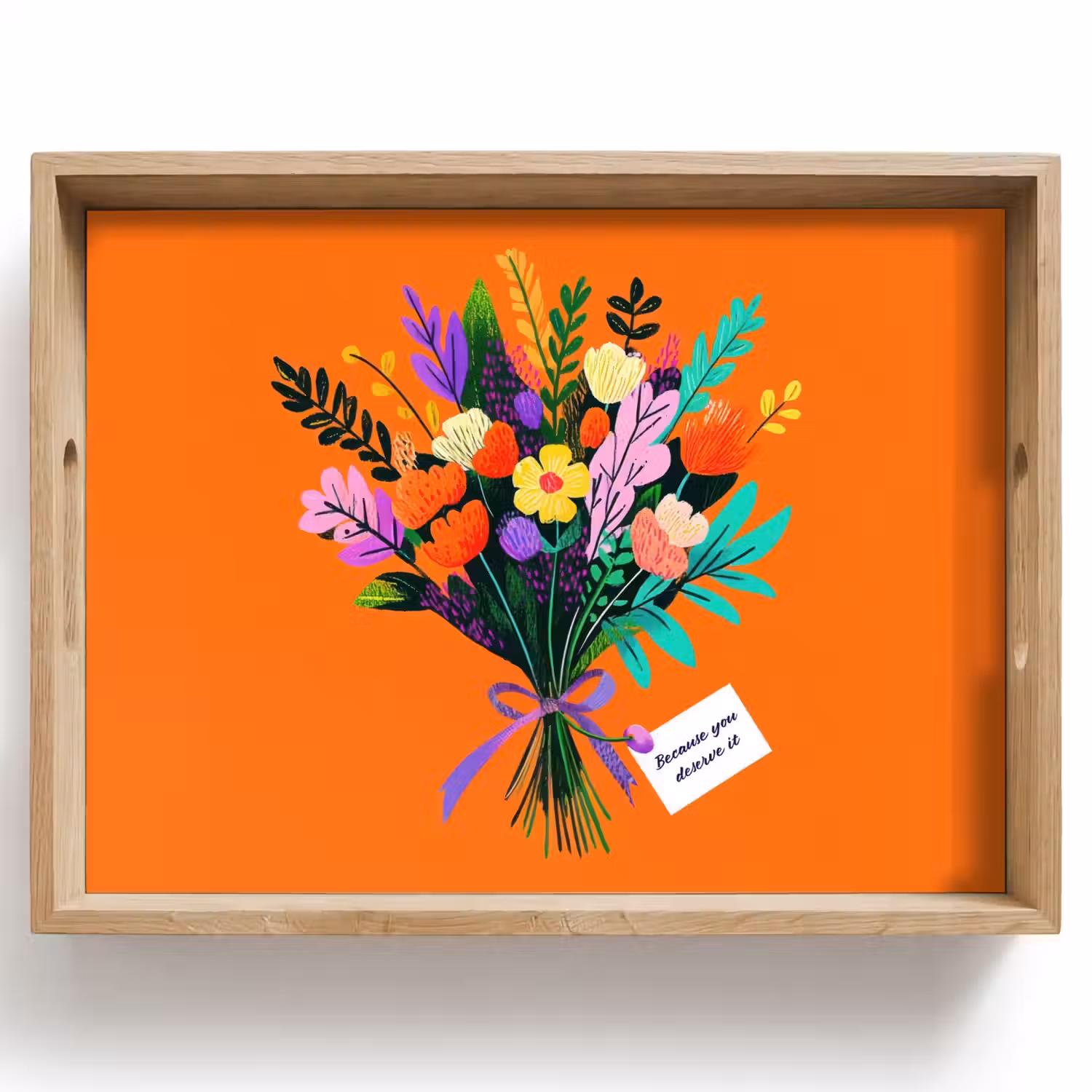 Kaartje - Boeket - Bloemen Dienblad Rechthoek middel -z3d_shopping