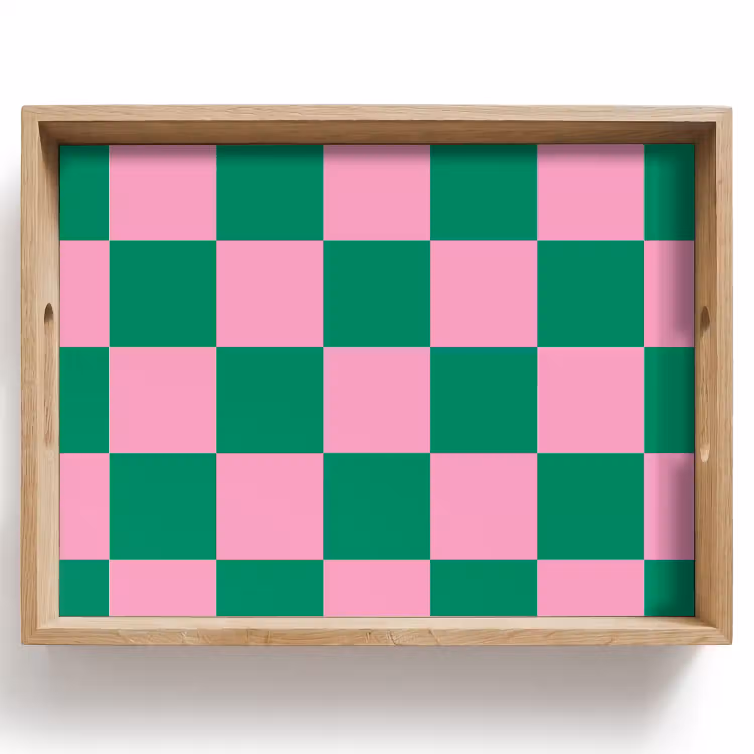 Schaakbord patroon - Groen - Roze - Blokjes Dienblad Rechthoek middel -z3d_shopping