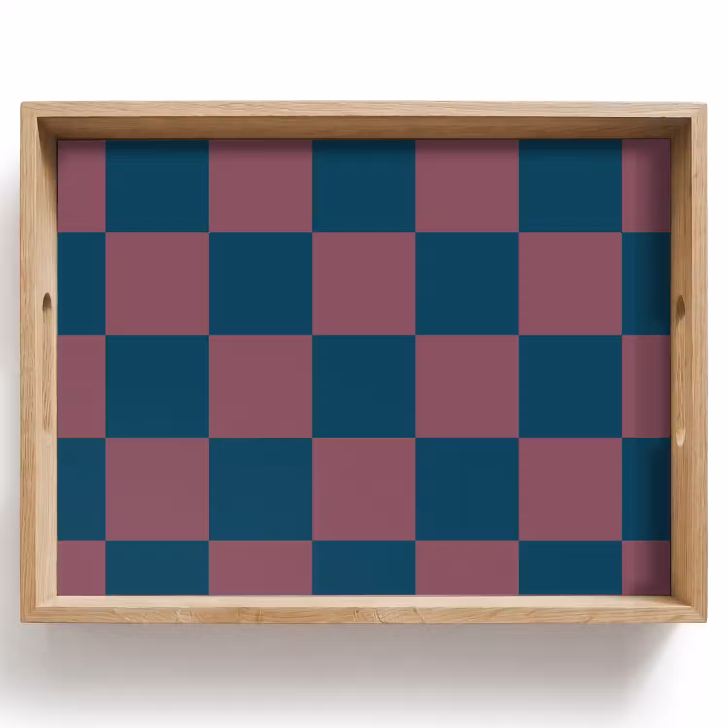 Schaakbord print - Blauw - Rood - Blokjes Dienblad Rechthoek middel -z3d_shopping