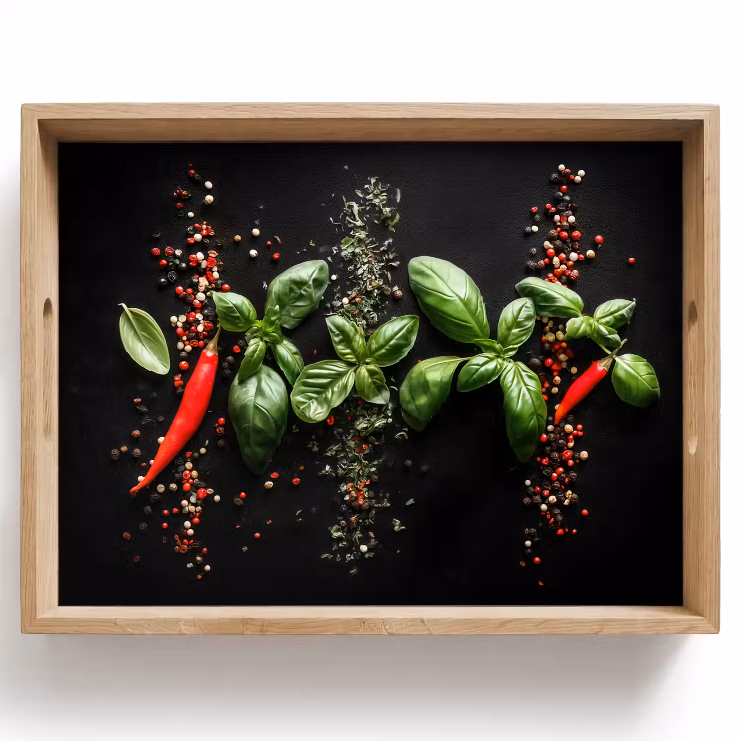 Chilipepers - Basilicum - Blaadjes - Rood Dienblad Rechthoek middel -z3d_shopping