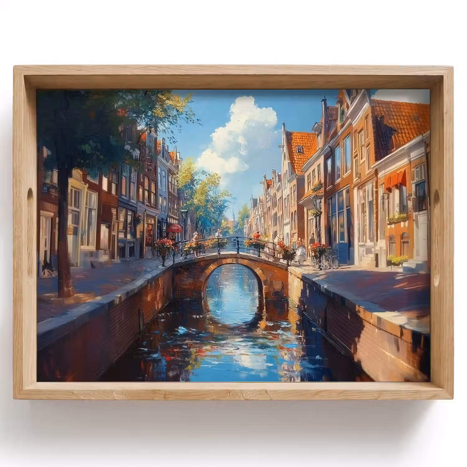 Stad - Gracht - Zon - Fietsen Dienblad Rechthoek middel -z3d_shopping