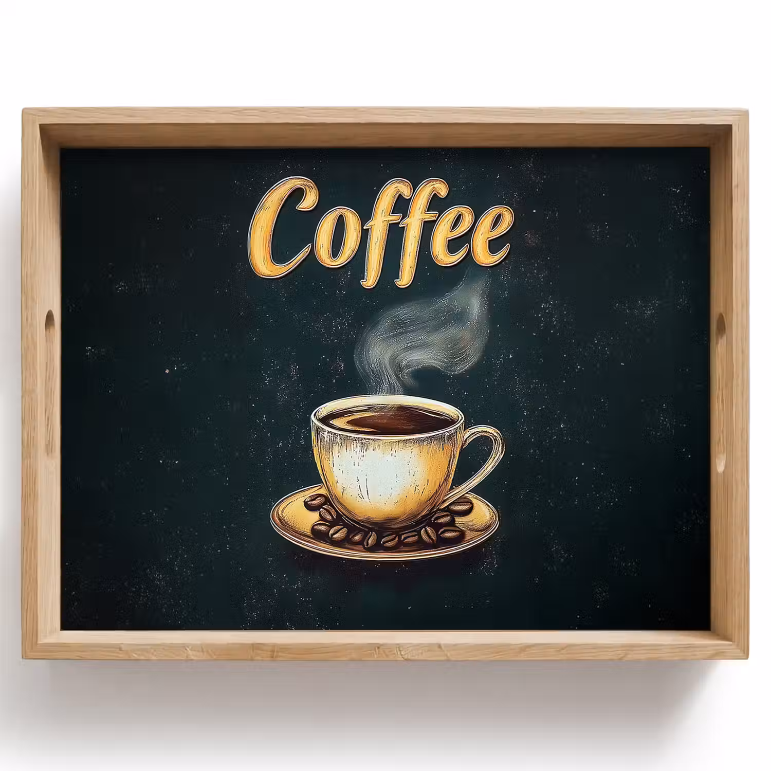 Koffie - Schotel - Koffiebonen - Retro Dienblad Rechthoek middel -z3d_shopping