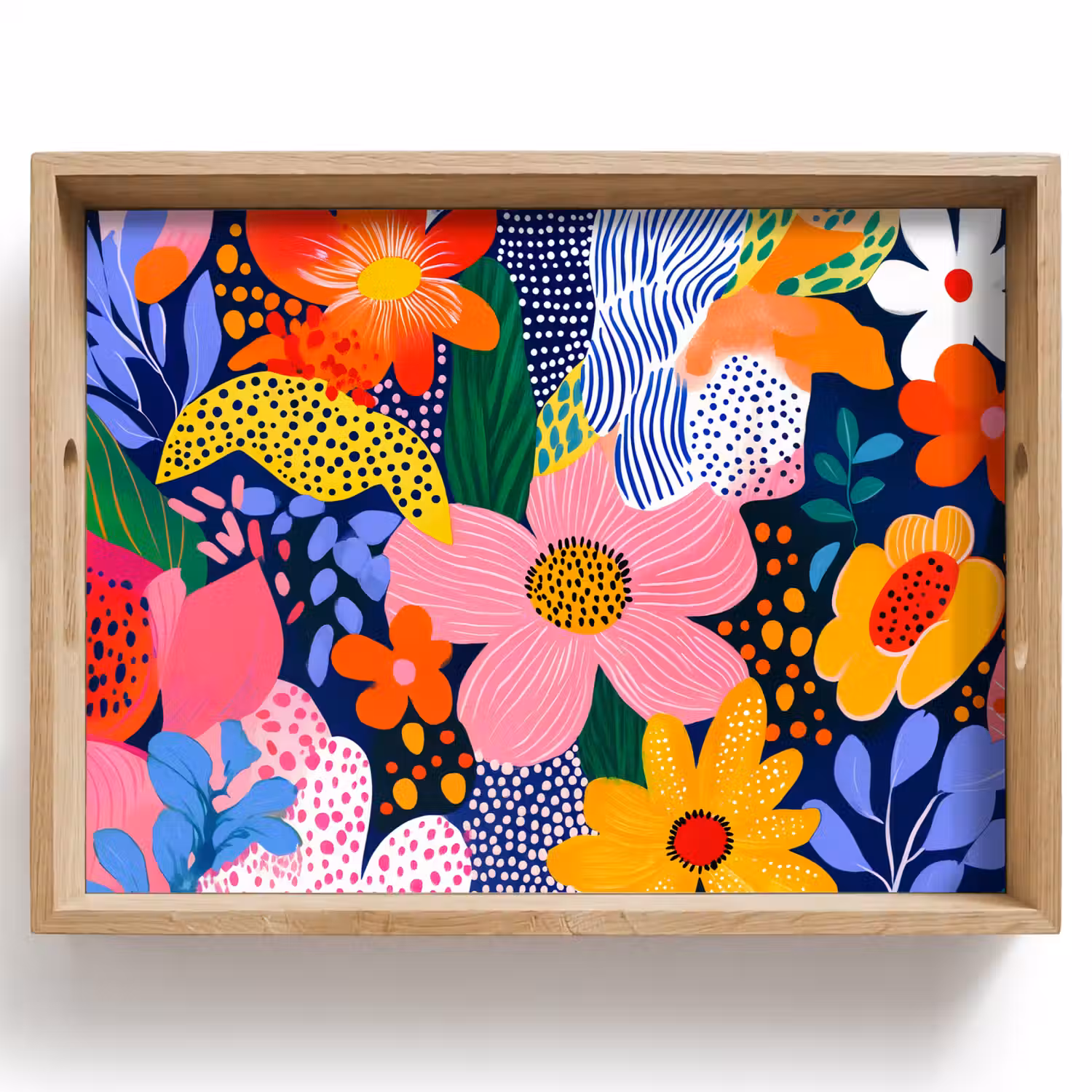 Kleurrijk - Bloemen - Abstract - Stippen Dienblad Rechthoek middel -z3d_shopping