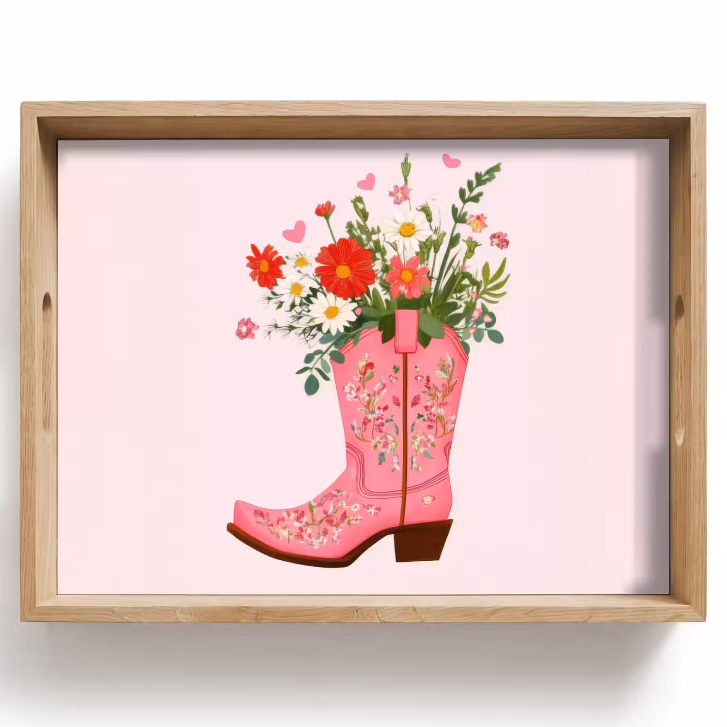 Cowboylaarzen - Roze - Boeket - Bloemen Dienblad Rechthoek middel -z3d_shopping