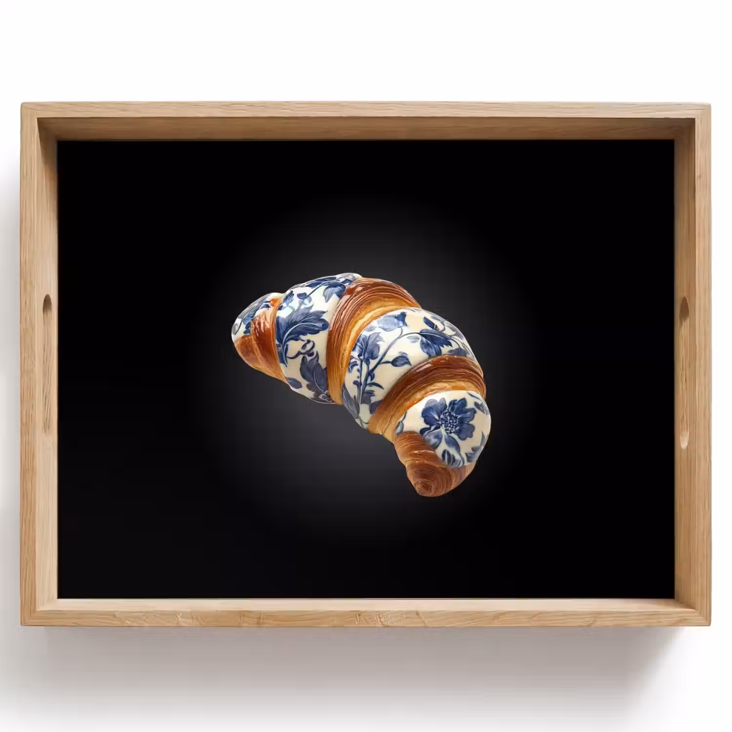 Croissant - Bloemenpatroon - Delftsblauw Dienblad Rechthoek middel -z3d_shopping