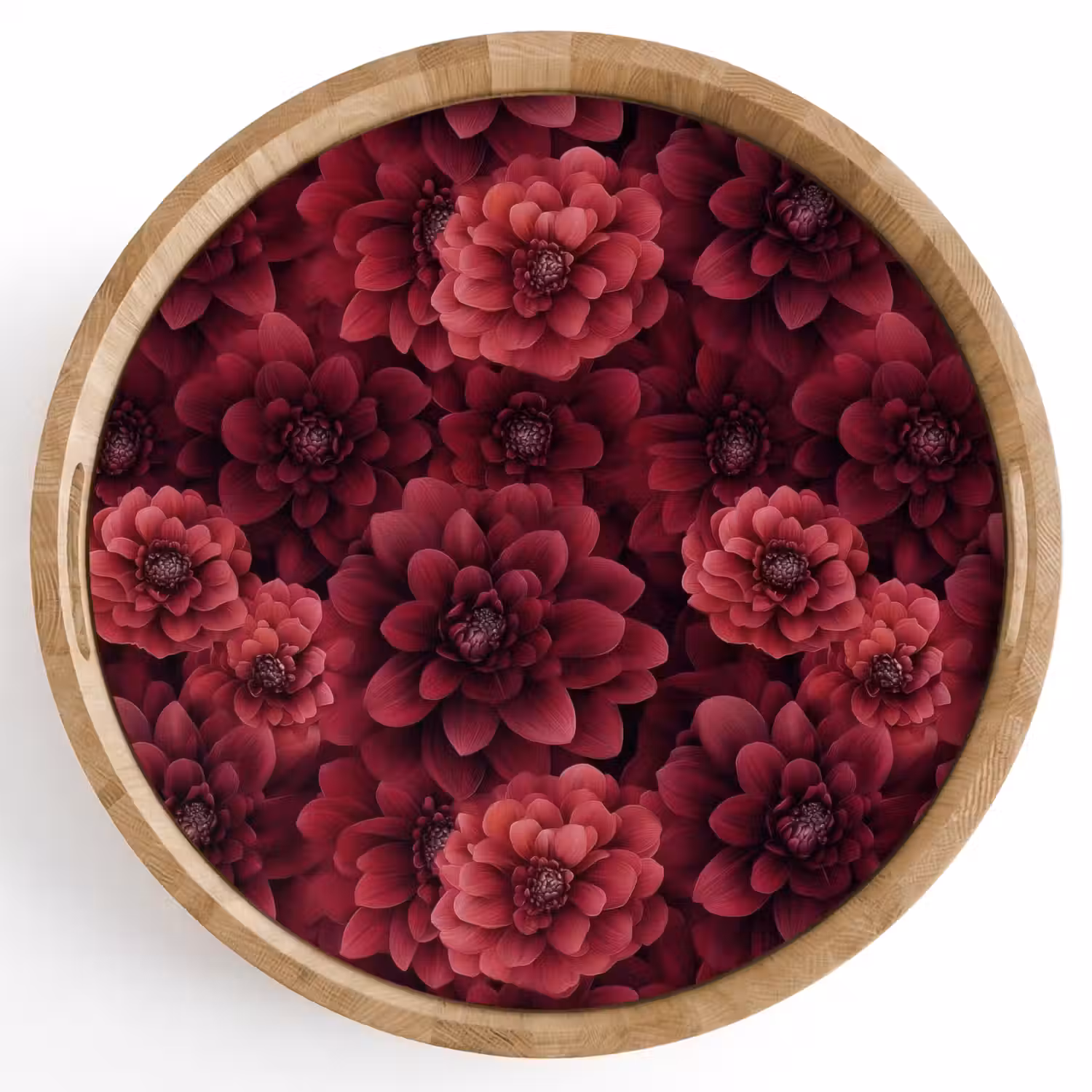 Dahlias - Bloemen - Rood Dienblad Rond middel 914 -z3d_shopping