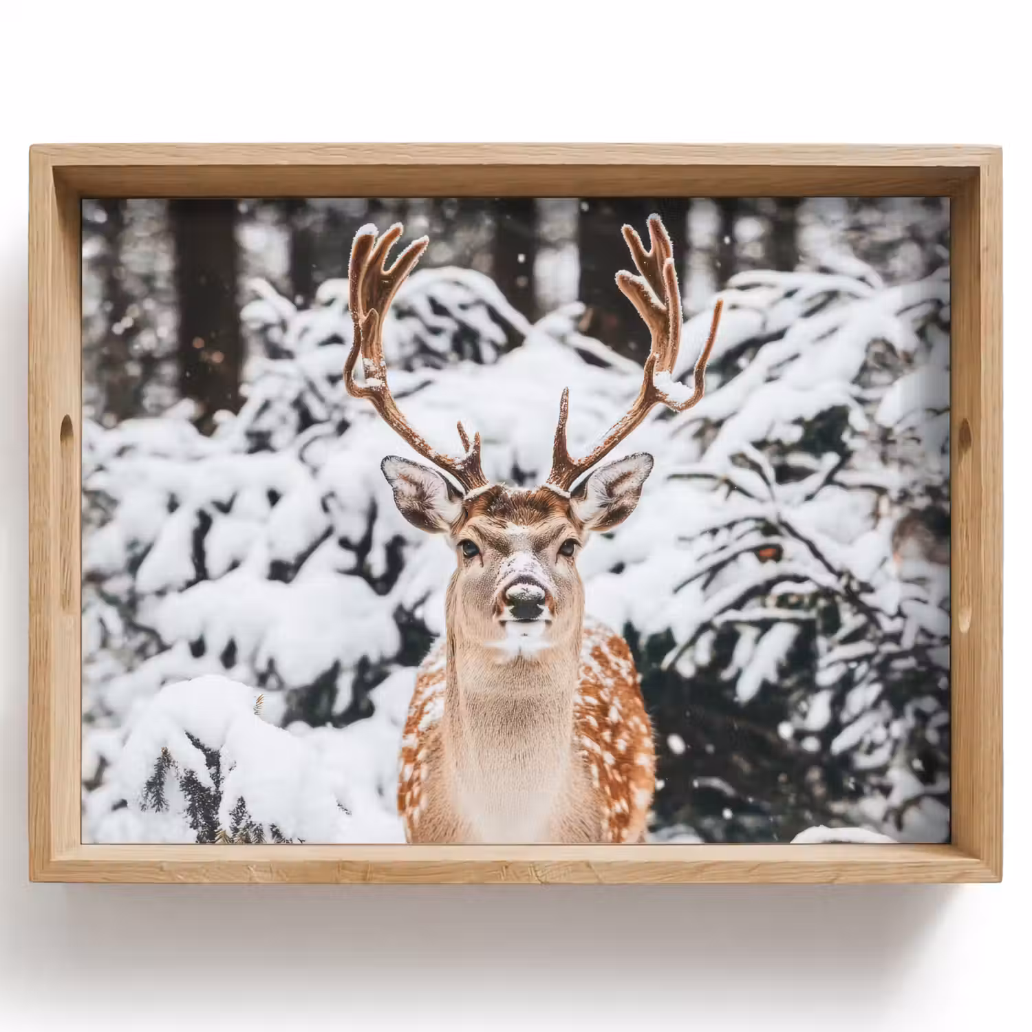Hert - Sneeuw - Winter - Bos - Dieren Dienblad Rechthoek middel -z3d_shopping