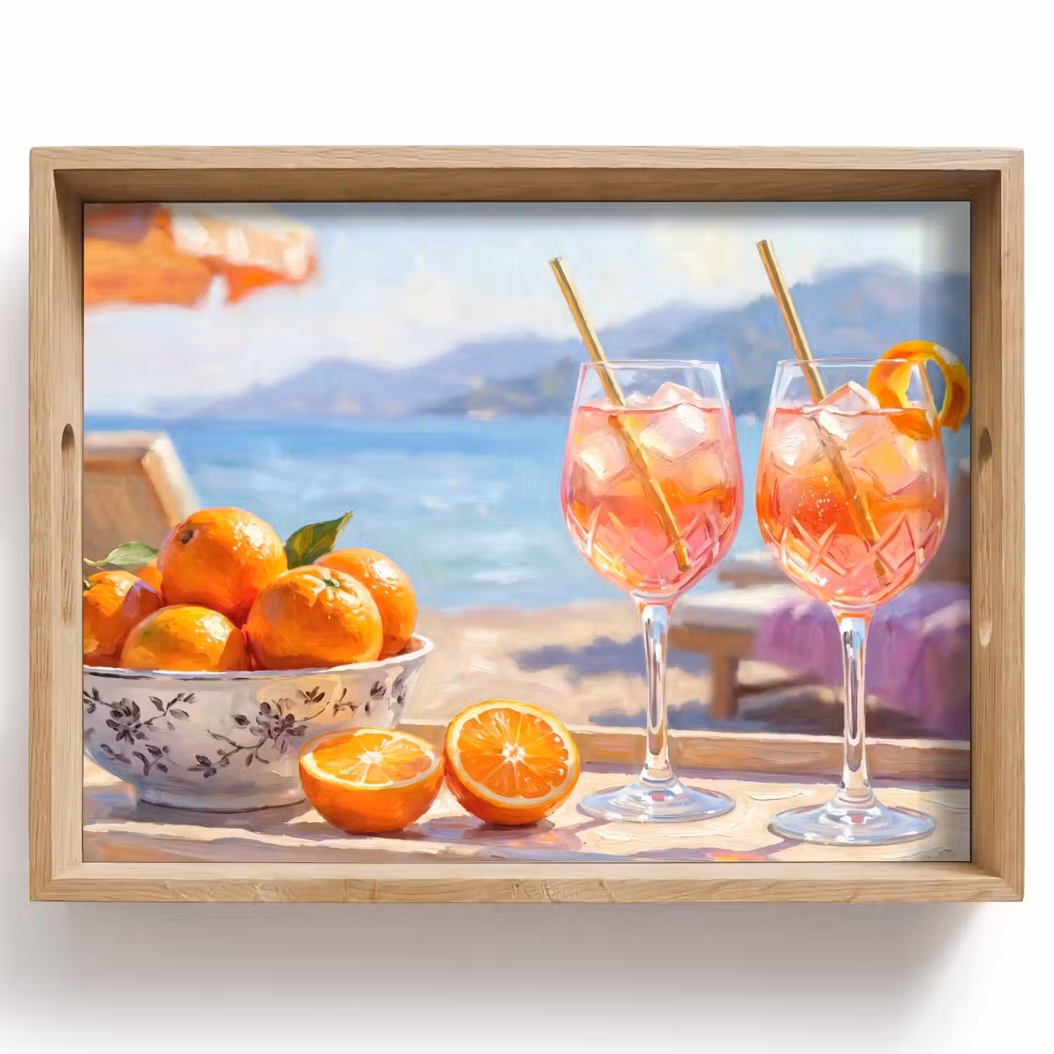 Drank - Glazen - Strand - Zomer - Oranje Dienblad Rechthoek middel -z3d_shopping