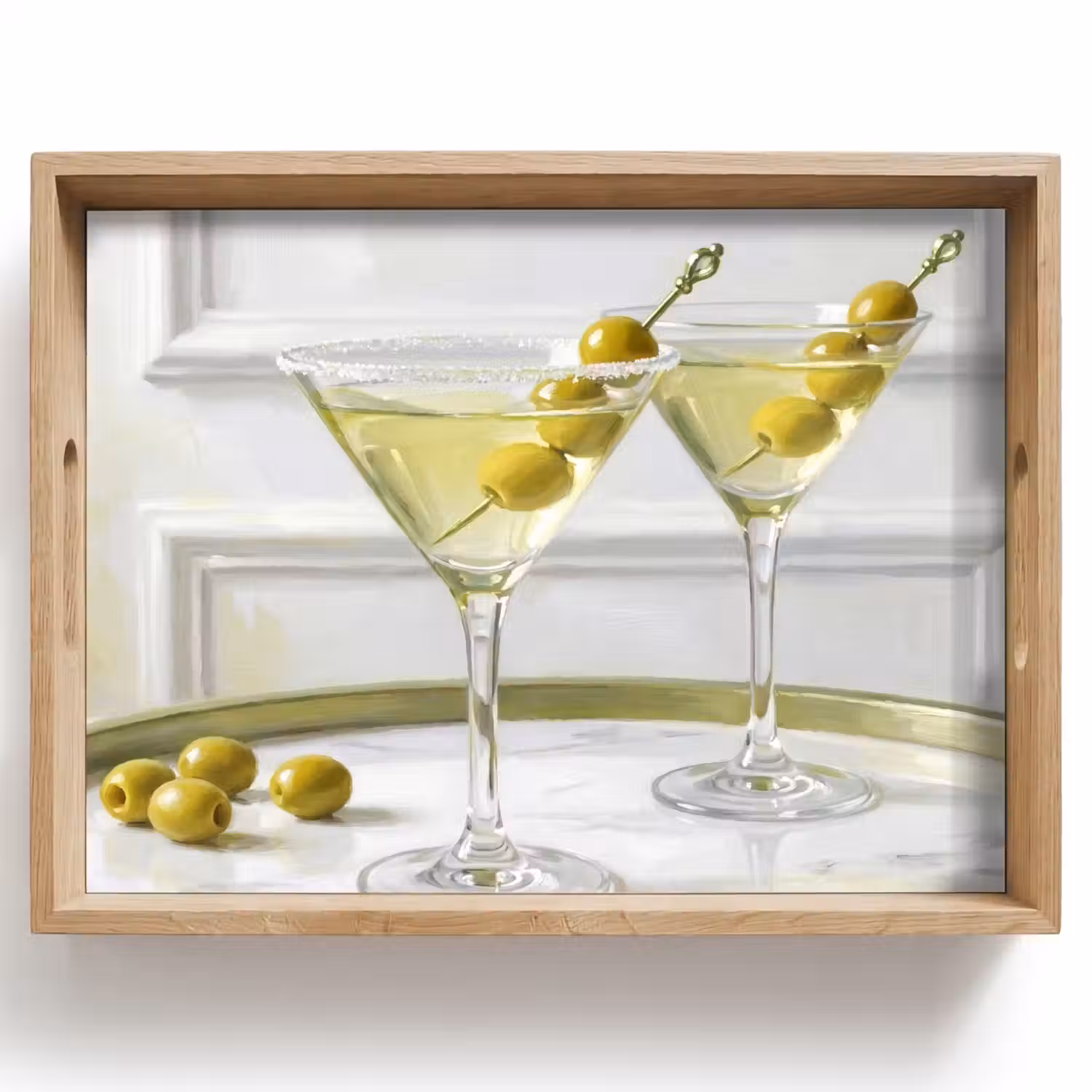 Drank - Martini - Olijven - Modern - Wit Dienblad Rechthoek middel -z3d_shopping