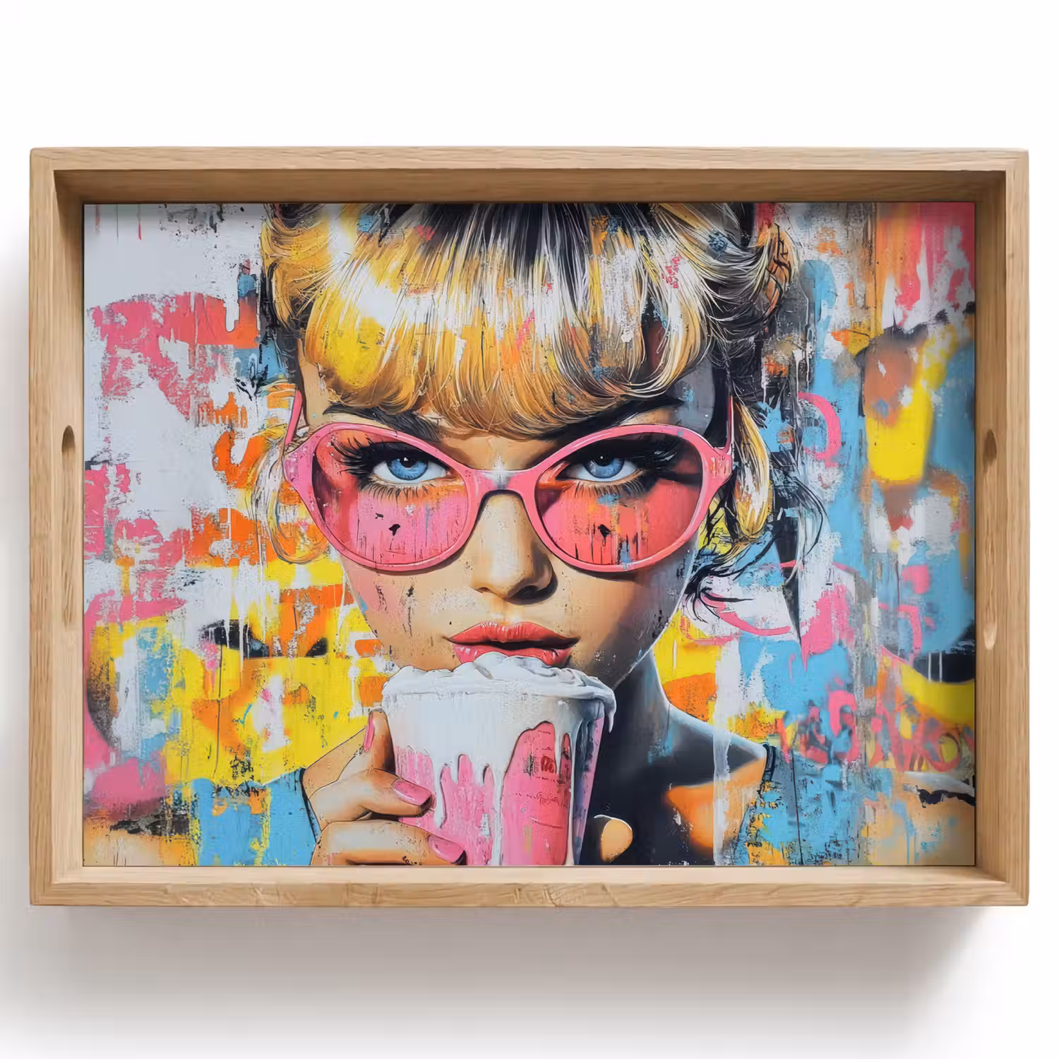 Expressief - Milkshake - Vrouw - Felle kleuren Dienblad Rechthoek middel -z3d_shopping