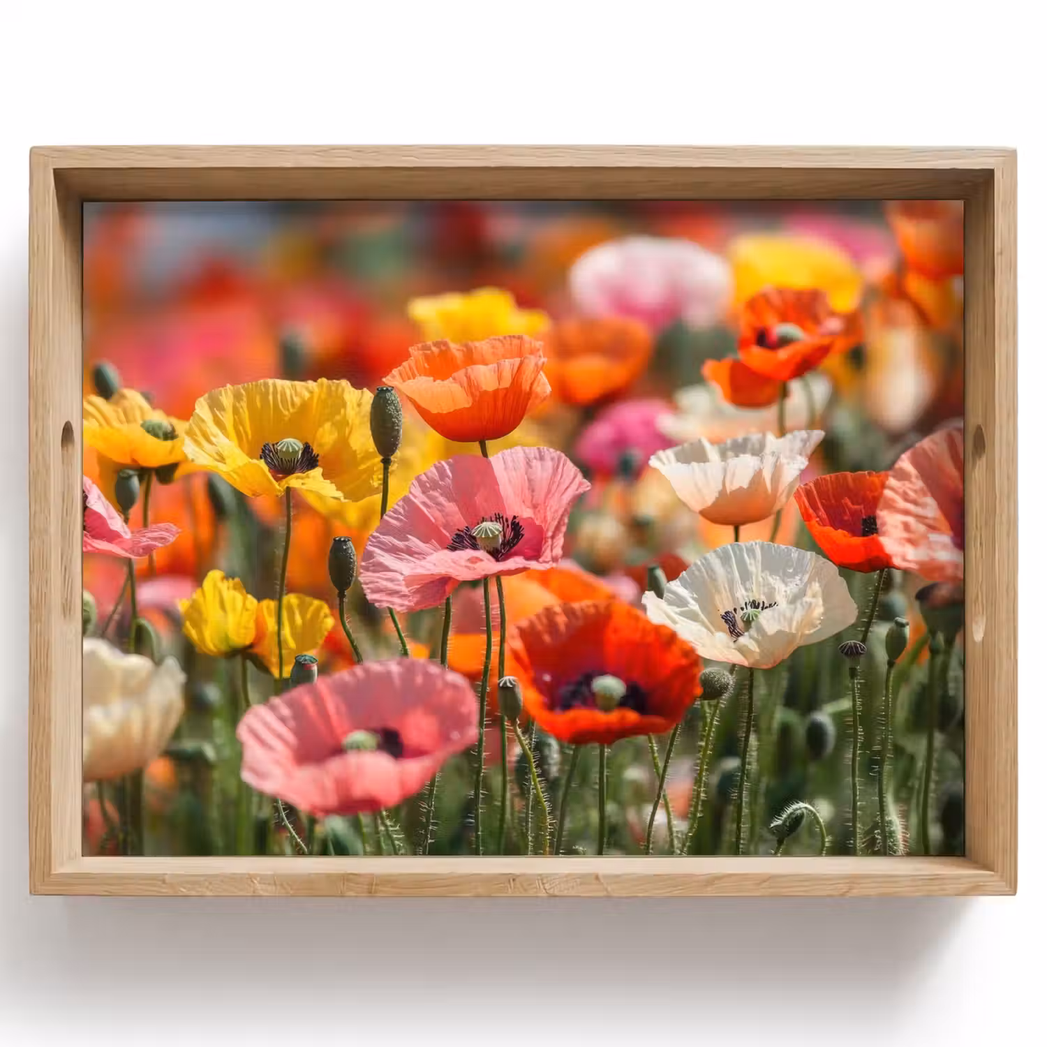 Bloemenveld - Klaprozen - Kleurrijk Dienblad Rechthoek middel -z3d_shopping