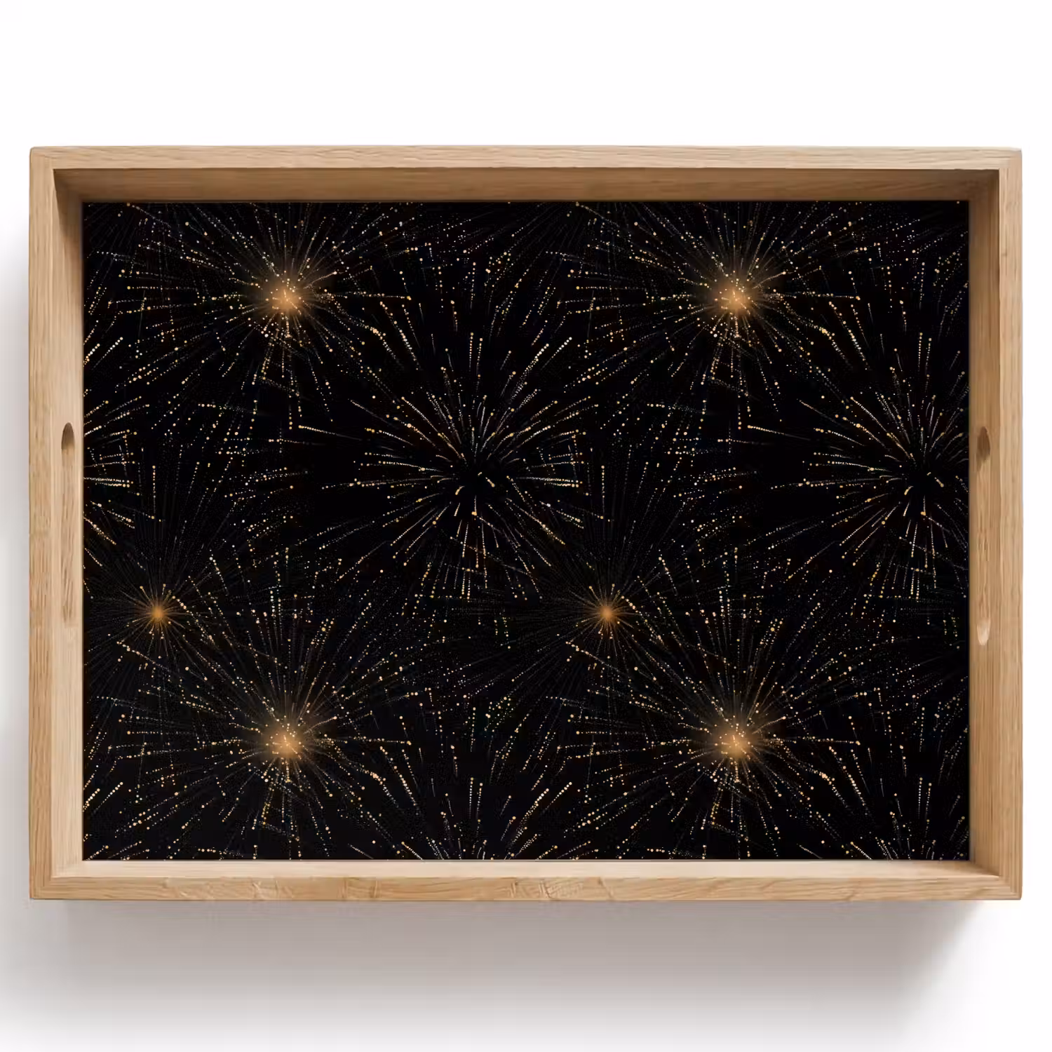 Vuurwerk - Patroon - Feestelijk - Goud - Zwart Dienblad Rechthoek middel 911 -z3d_shopping