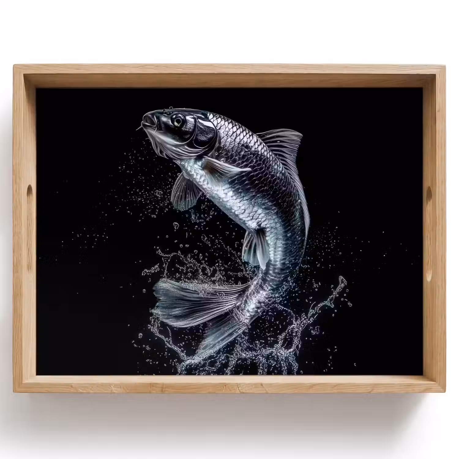 Vis - Koi - Zwart - Water Dienblad Rechthoek middel -z3d_shopping