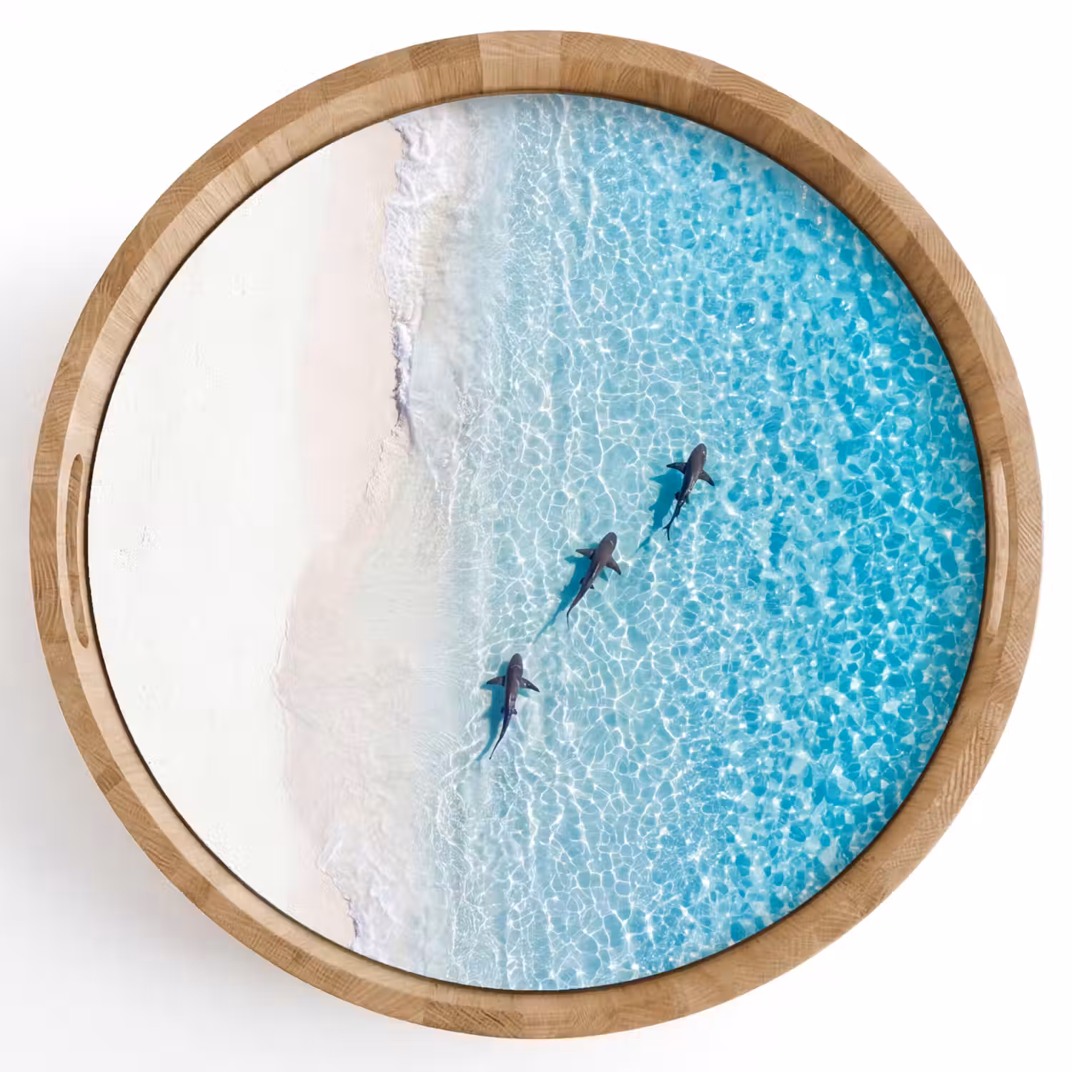 Vis - Oceaan - Strand - Turquoise - Natuur Dienblad Rond middel -z3d_shopping