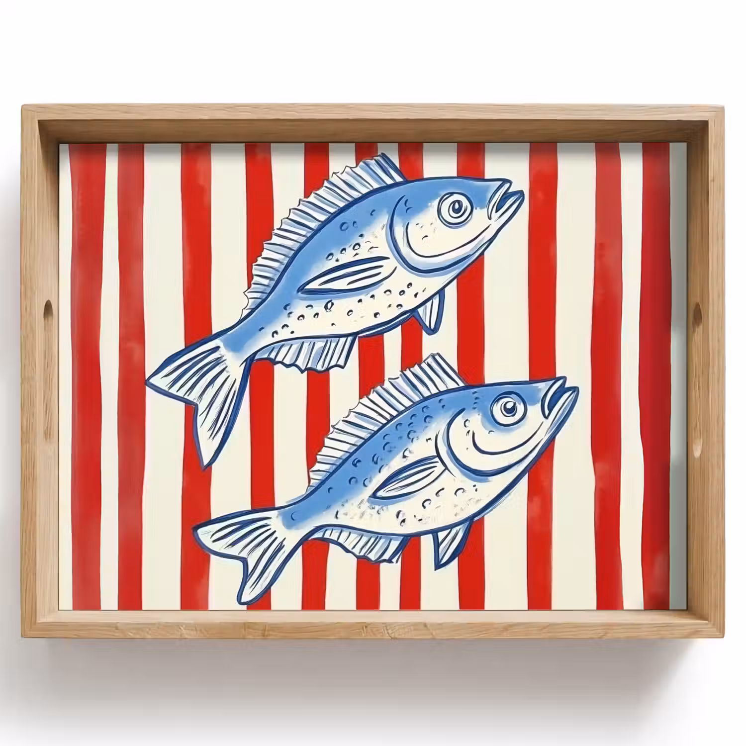Vissen - Verticale strepen - Blauw - Rood Dienblad Rechthoek middel -z3d_shopping