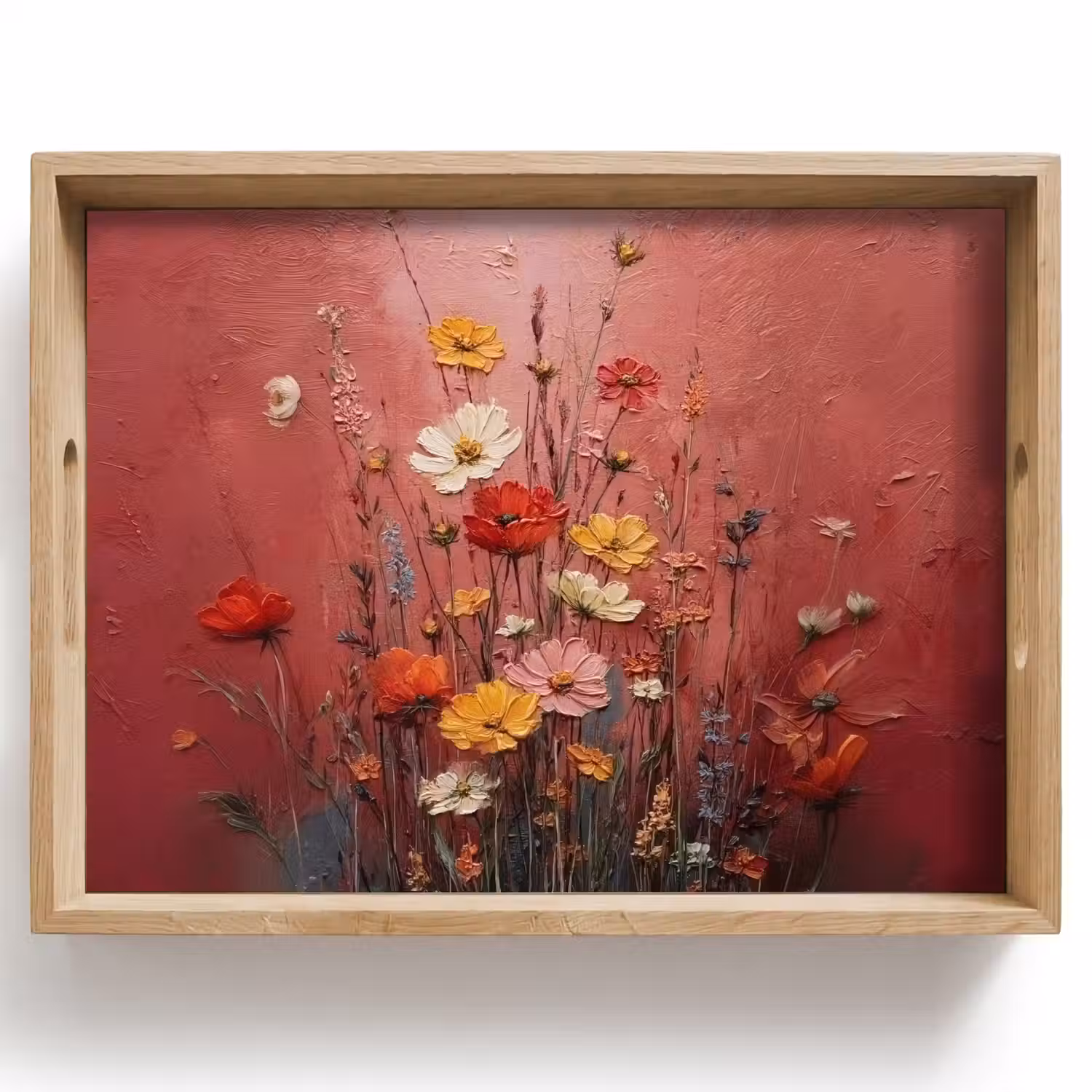 Bloemenboeket - Diepte - Tastbare textuur Dienblad Rechthoek middel -z3d_shopping